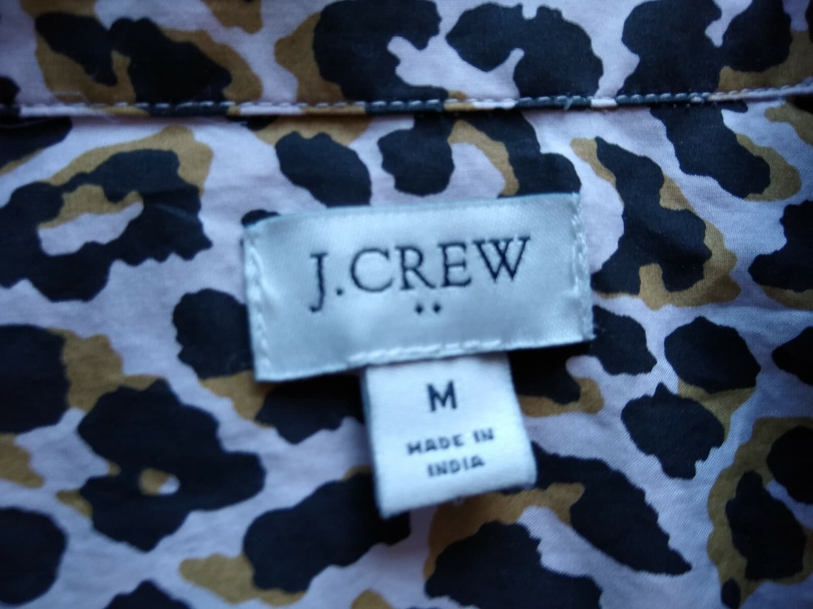 J.CREW Cotton Top Blouse Long Sleeves Buttons Animal Leopard Print Sz.M - Thumbnail 9