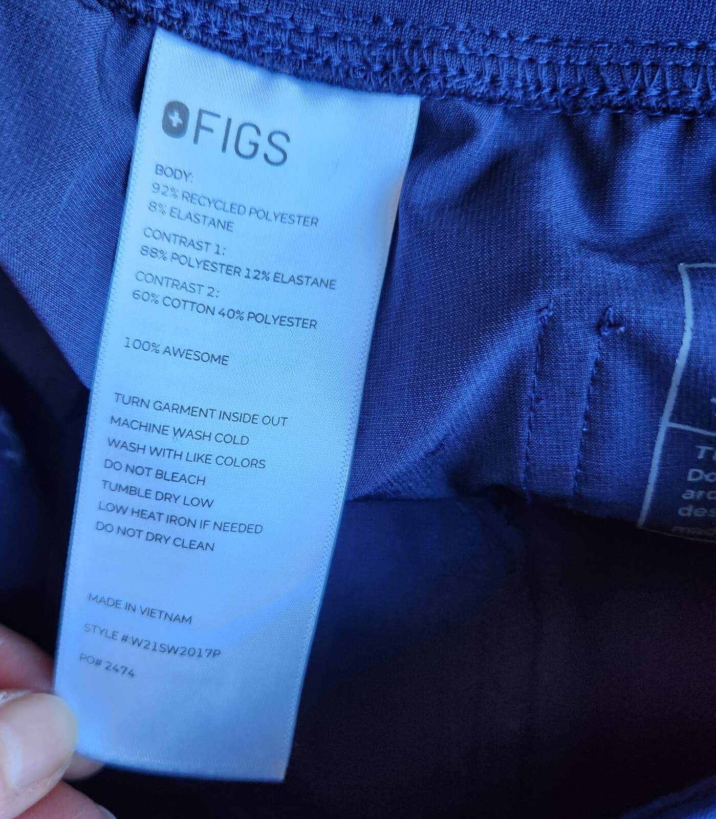 FIGS High Waisted Zamora FREEx Lined Jogger Scrubs Pants Pocket Blue Women's MP - Thumbnail 12