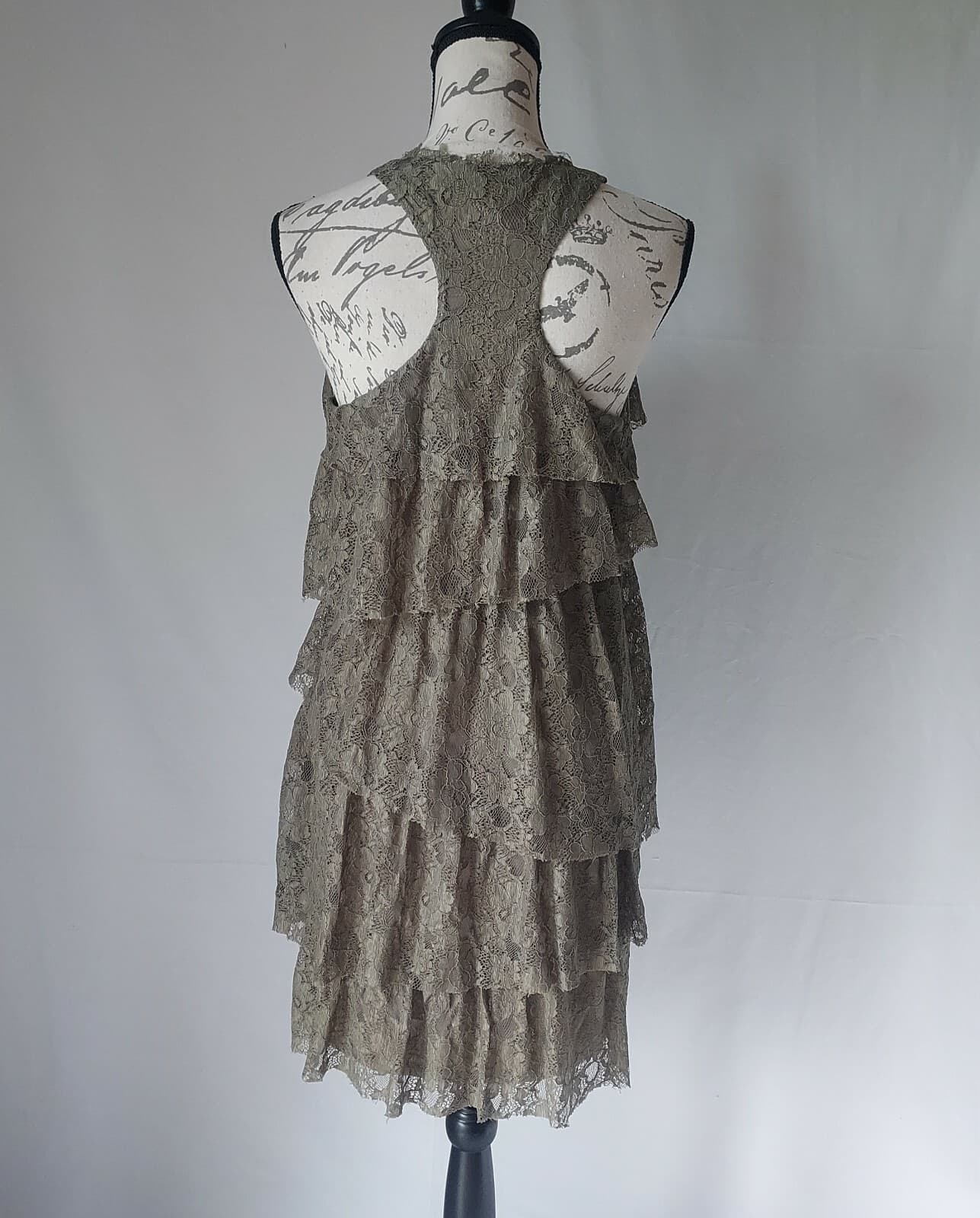 NWT Banana Republic Heritage Lace Ruffle Tiered Dress Sleeveless Green Sz.6 $150 - Thumbnail 5