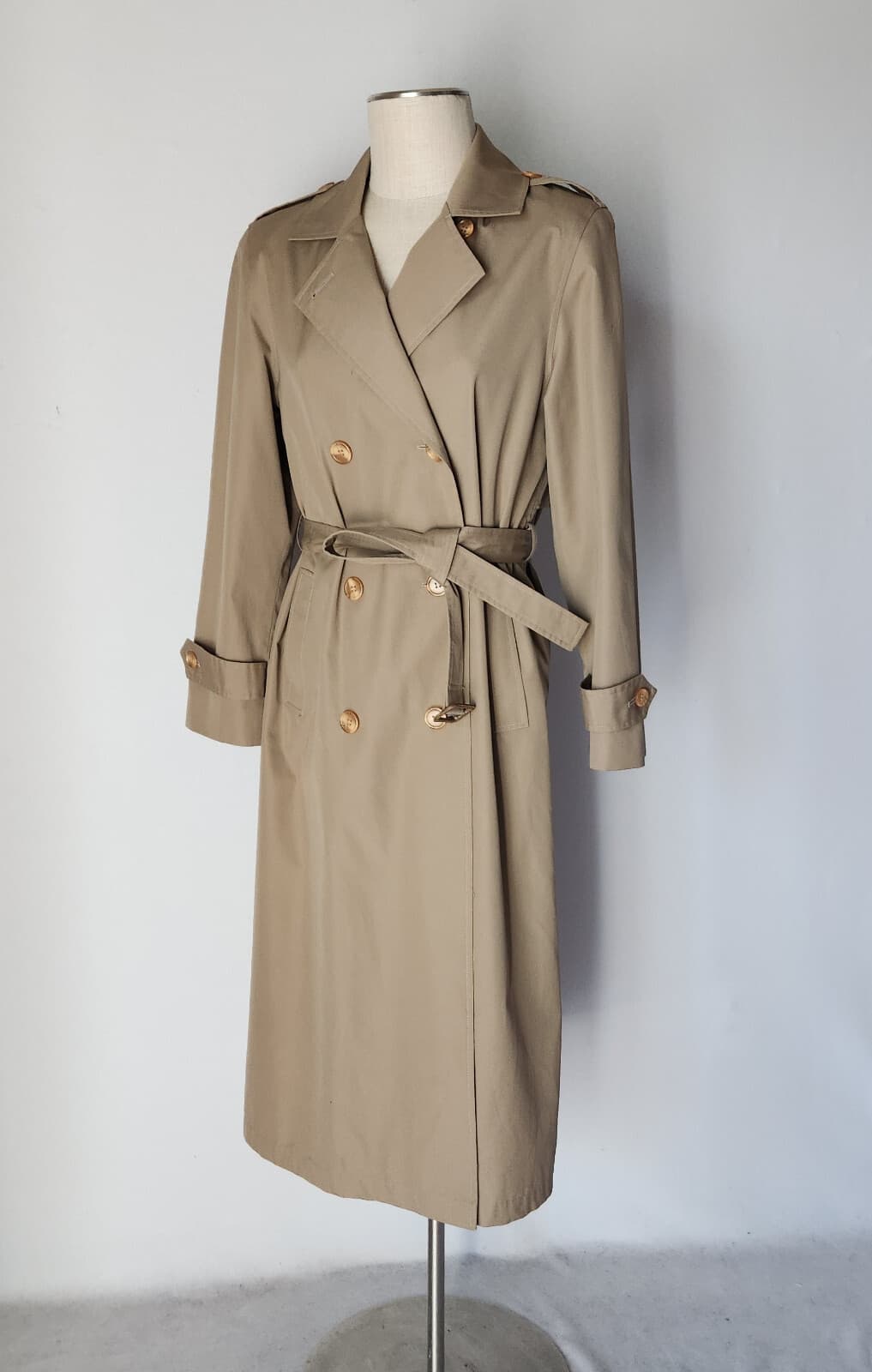 Vintage Forecaster Of Boston Double Breasted Trench Coat Belt Khaki Women's 7/8 - Thumbnail 3