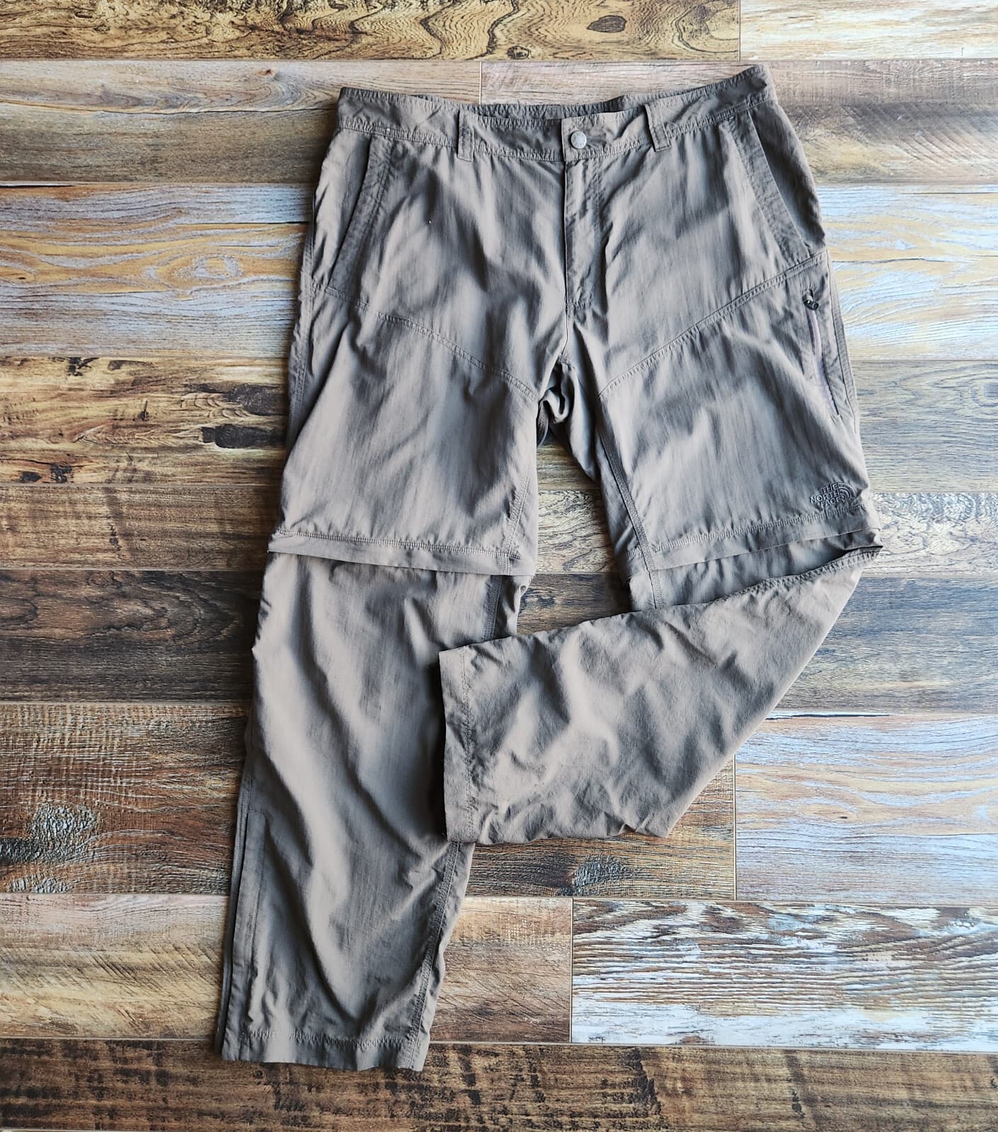 The North Face Men's 38 Hiking Convertible Zip-Off Shorts Pants Pocket Olive - Thumbnail 8