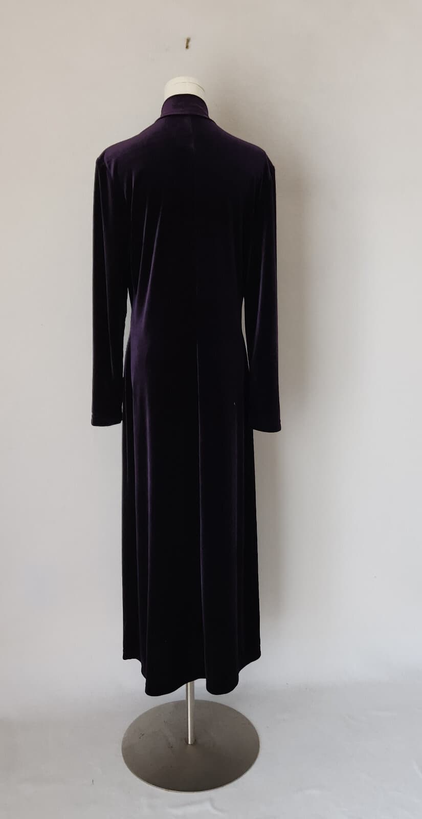 Vintage Coldwater Creek Velvet Evening Party Maxi Dress Mockneck Purple Bust 40" - Thumbnail 7