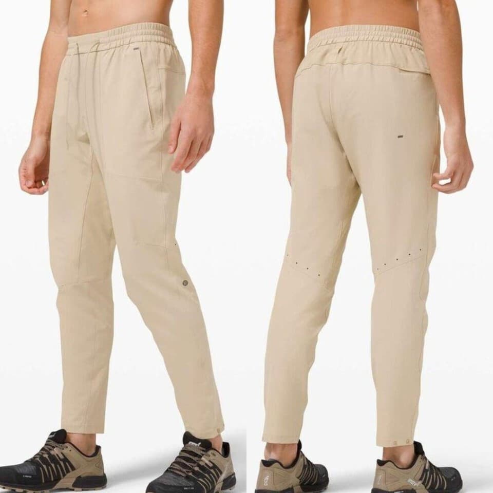 Lululemon License To Train Pant 30" Snap Hem Drawstring Stretch Beige Men's S - Thumbnail 2