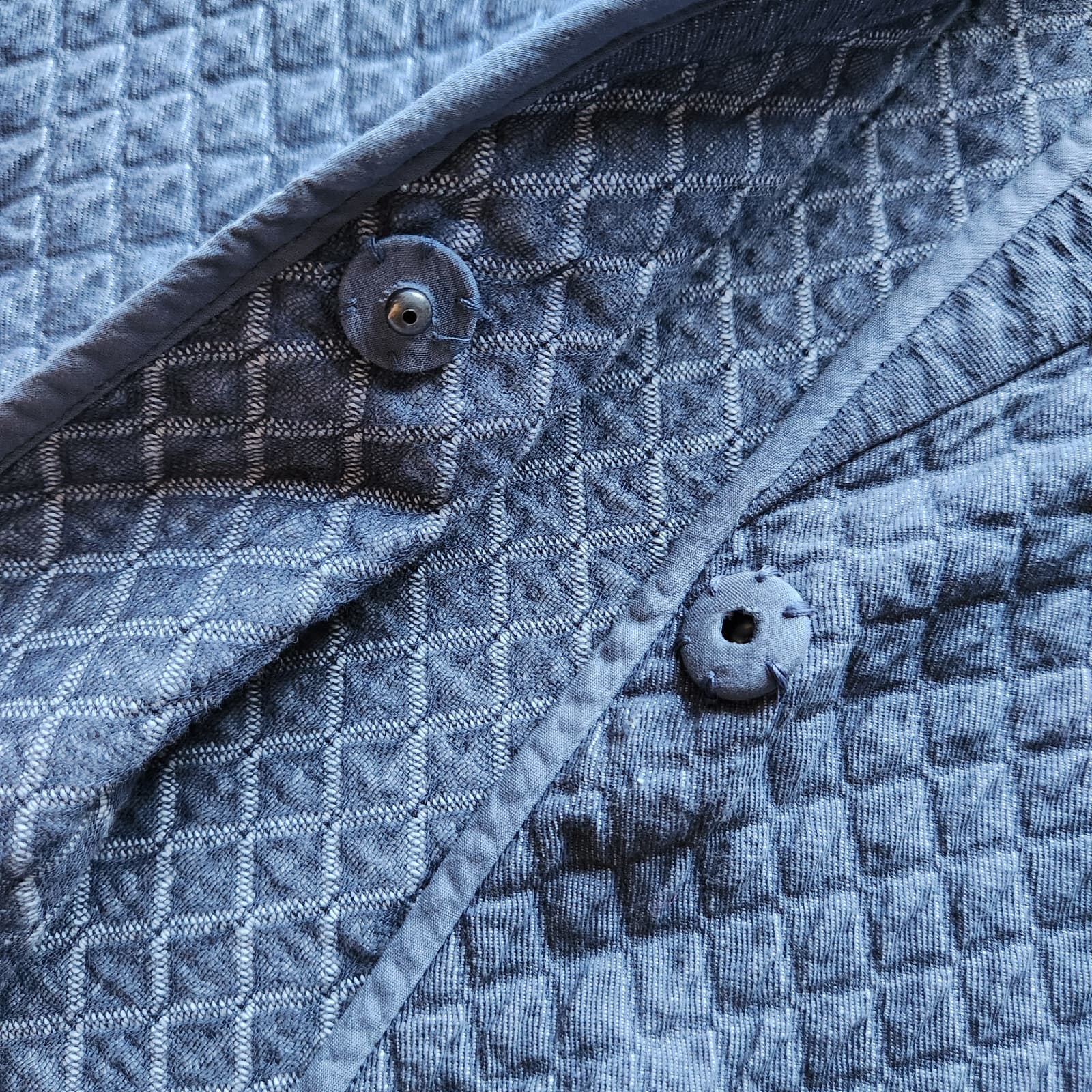EILEEN FISHER Quitled Diamond Textured Jacket Snap Pocket Cotton Blue-Grey Sz.S - Thumbnail 7