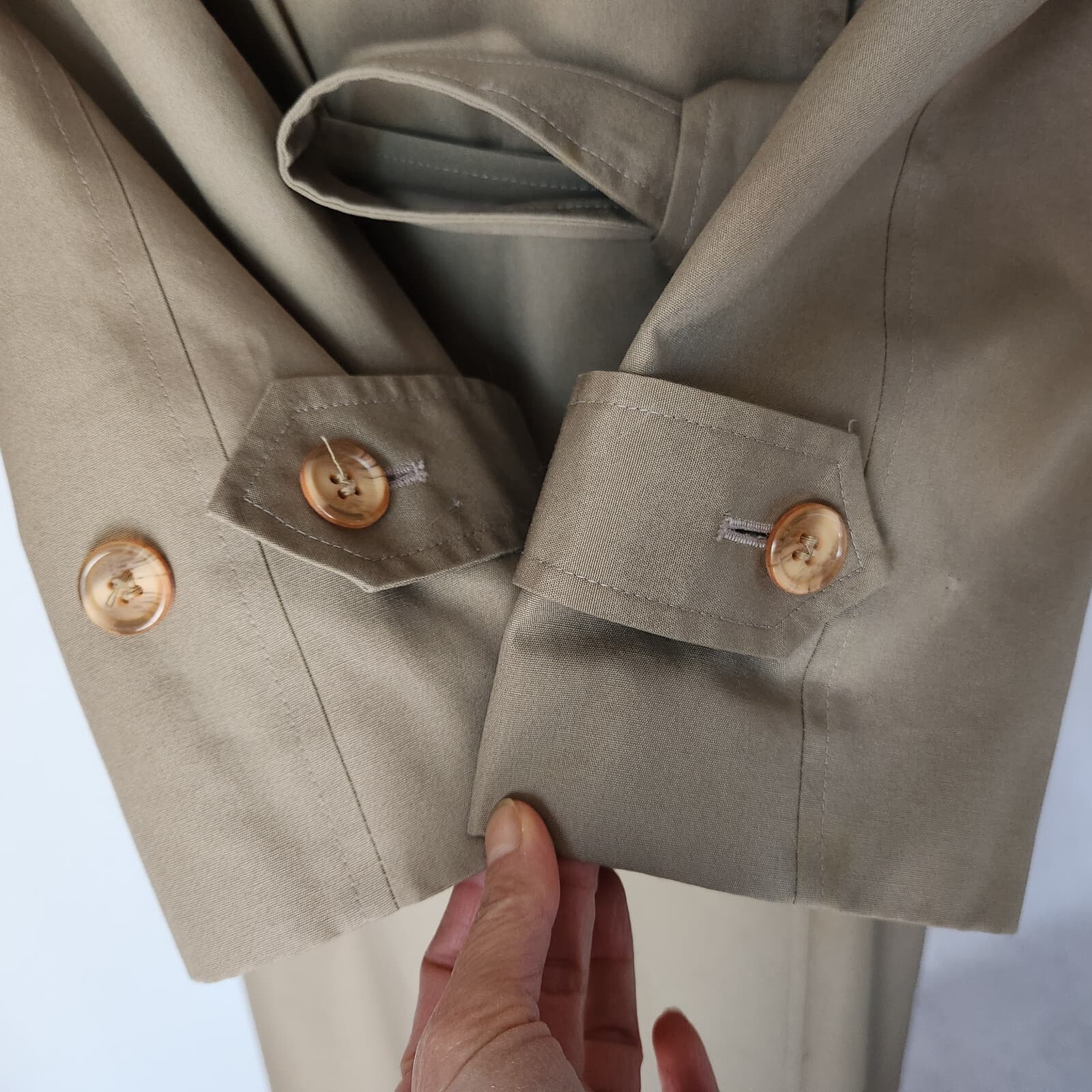 Vintage Forecaster Of Boston Double Breasted Trench Coat Belt Khaki Women's 7/8 - Thumbnail 9