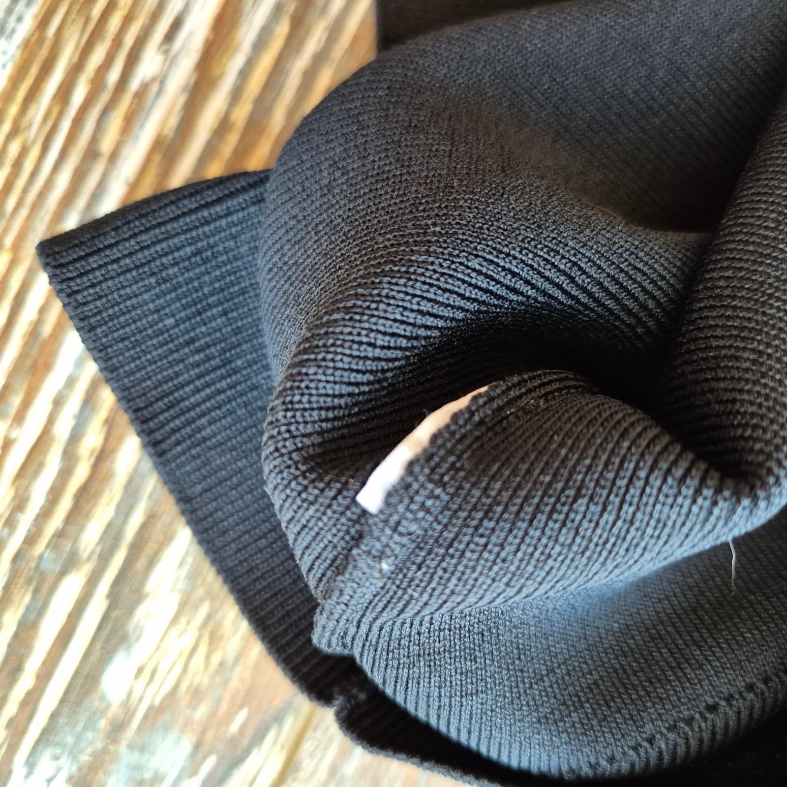ZARA Size L Puff Sleeve Crew Neck Cardigan Faux Pearl Button Long Sleeve Black - Thumbnail 8
