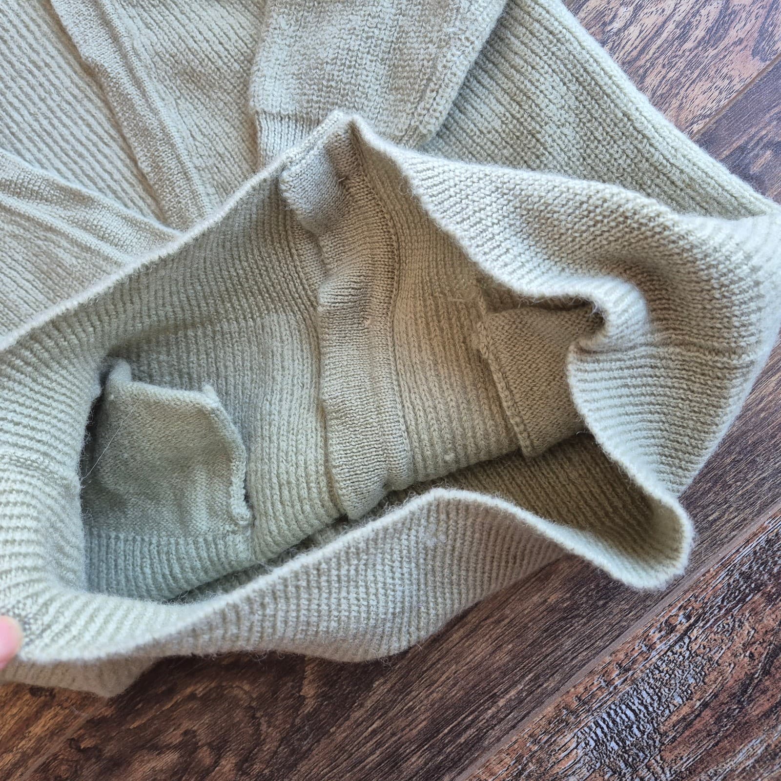 Vintage Lautreamont Japan 100% Wool Cardigan V-Neck Button Pocket Green Womens M - Thumbnail 8