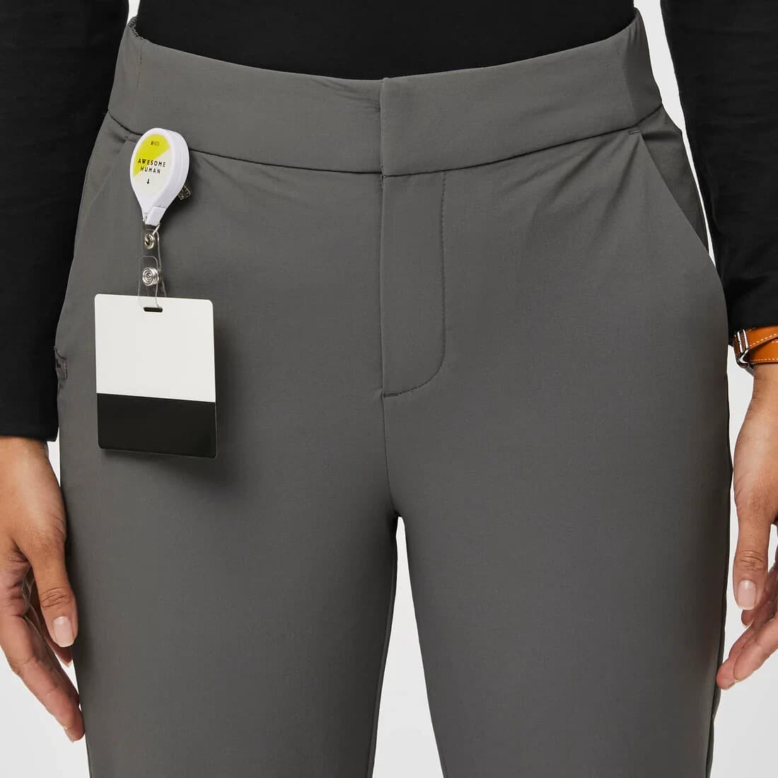Figs Figspro Skinny Zip Fly Trouser 6-Pockets Elastic Waist Stretch Gray Women S - Thumbnail 8