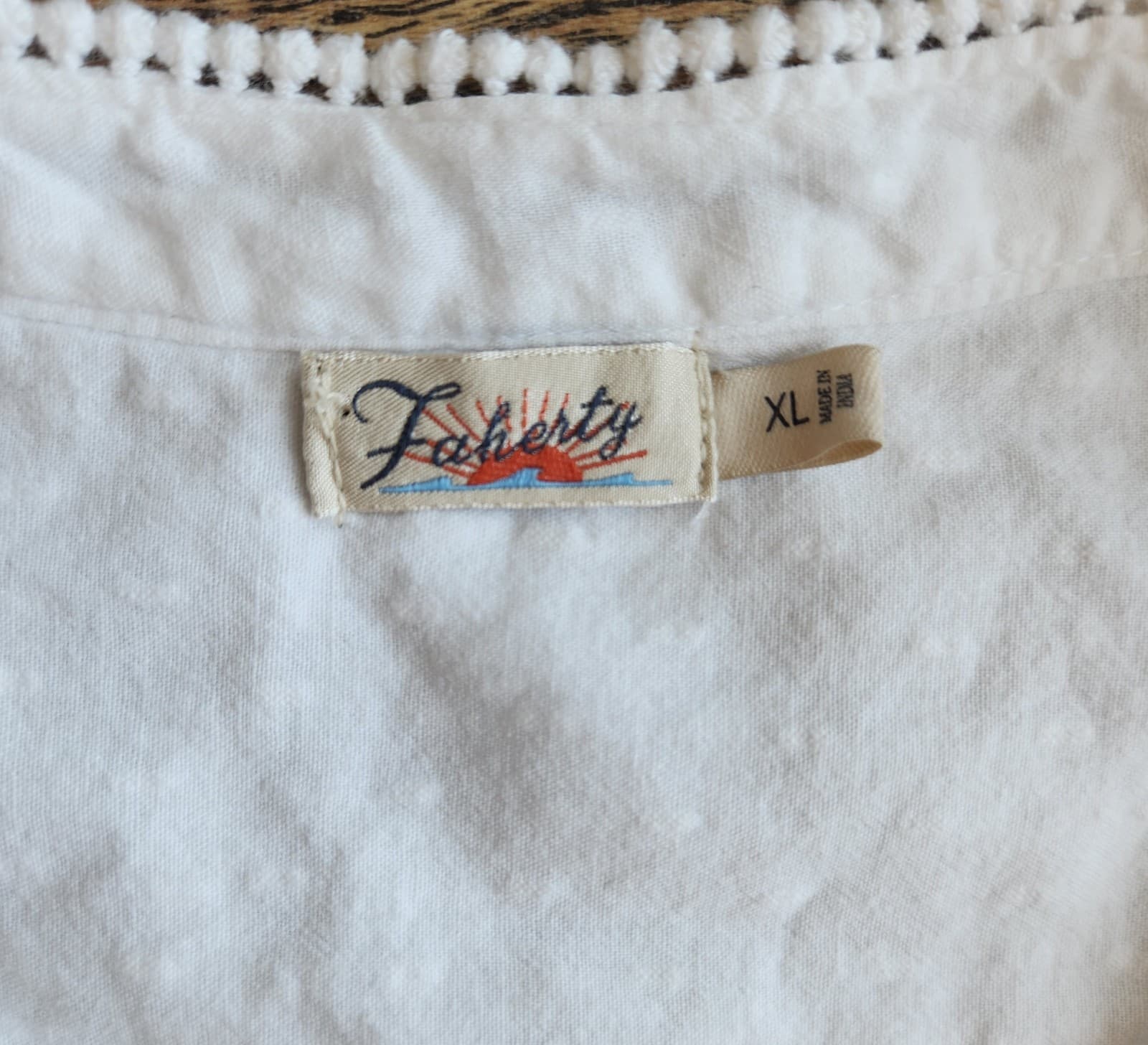 Faherty Aurora Cotton Embroidered Eyelet Blouse Cap Sleeve V-Neck White Sz.XL - Thumbnail 9