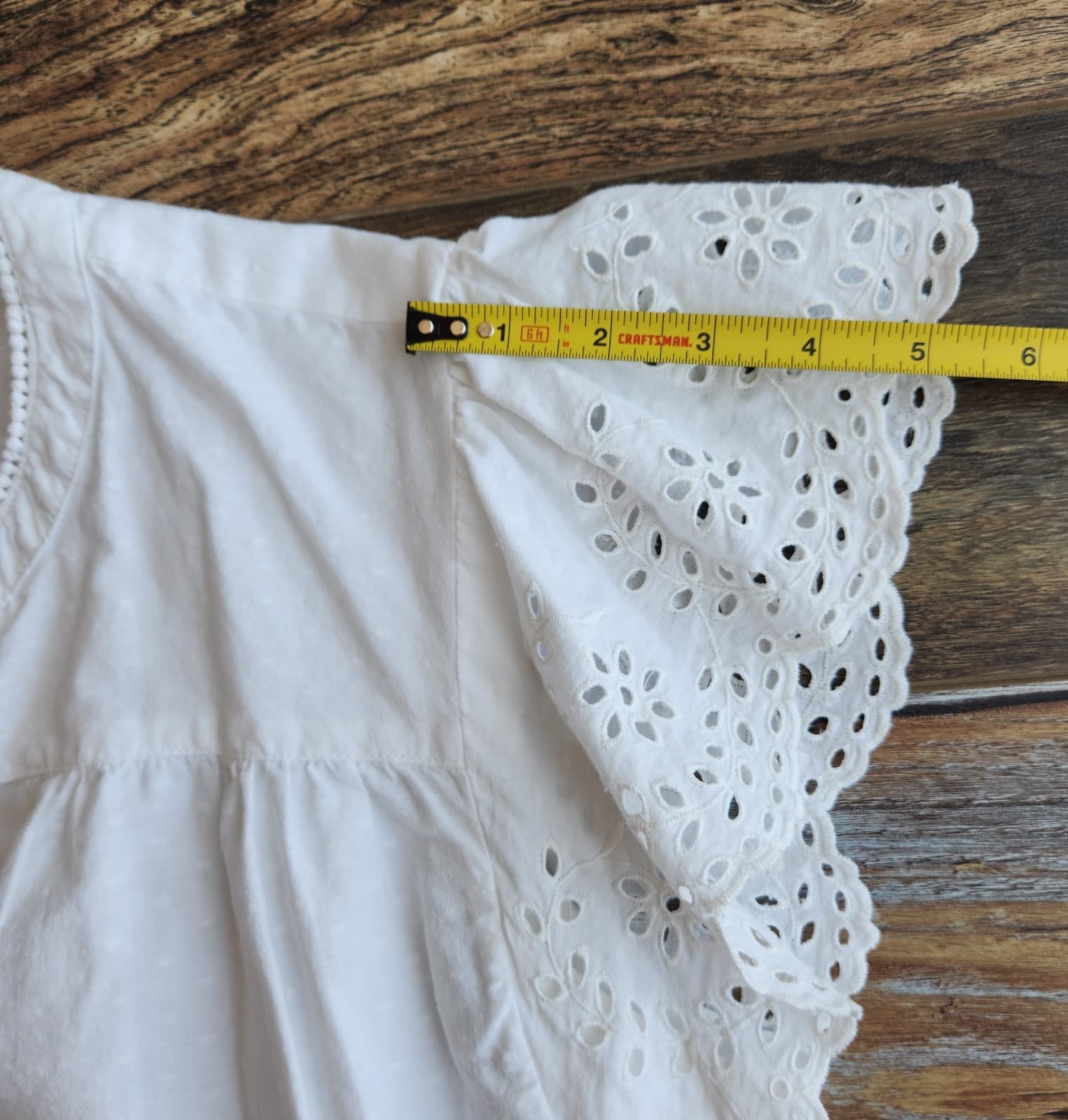 Faherty Aurora Cotton Embroidered Eyelet Blouse Cap Sleeve V-Neck White Sz.XL - Thumbnail 11