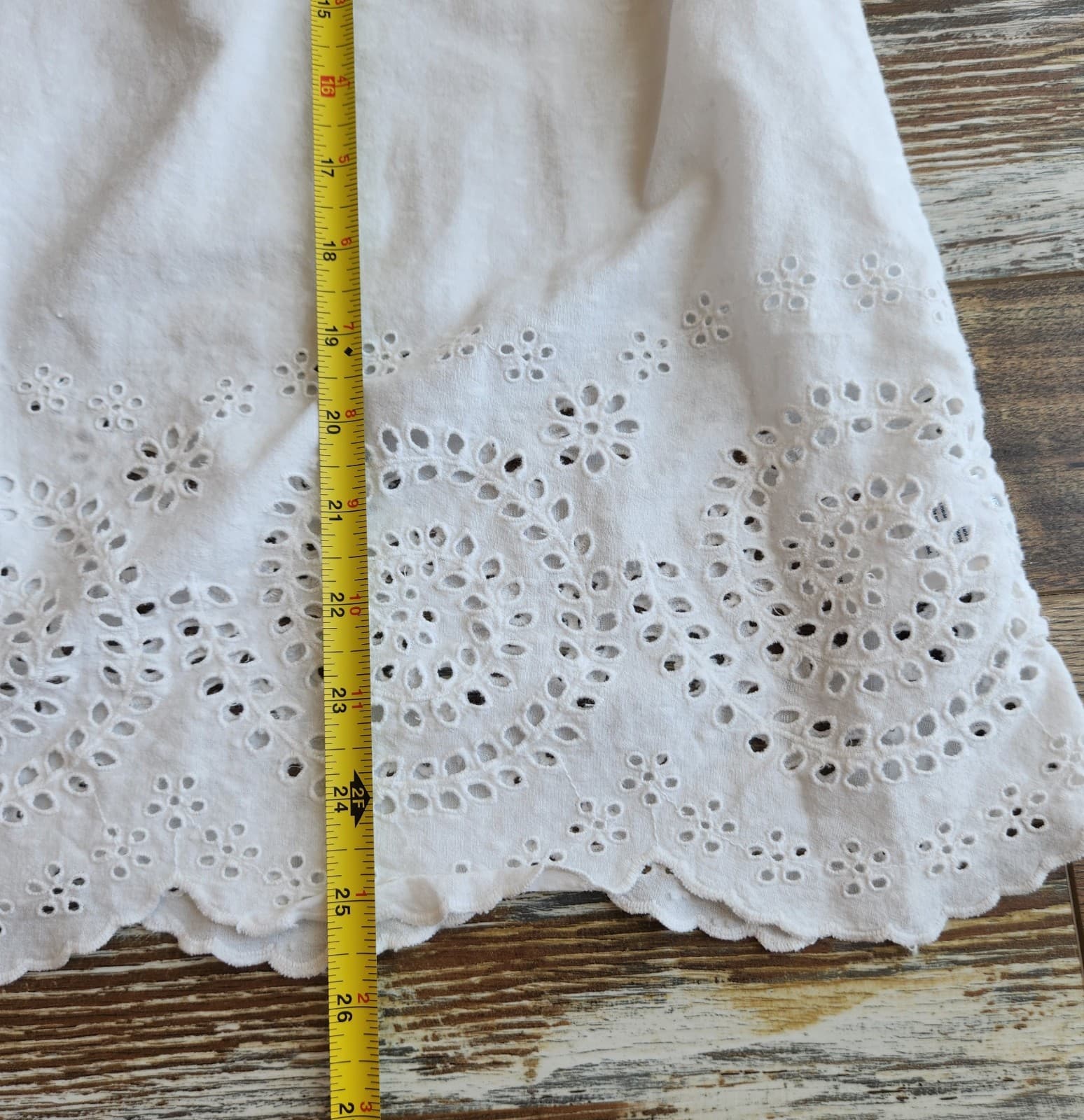 Faherty Aurora Cotton Embroidered Eyelet Blouse Cap Sleeve V-Neck White Sz.XL - Thumbnail 13
