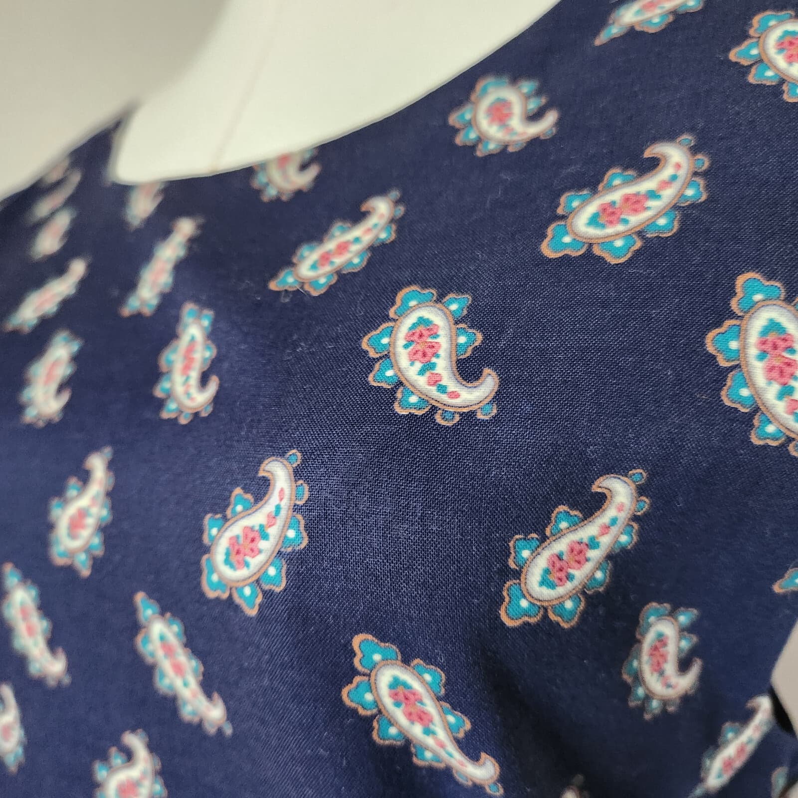 Vintage Vera Bradley Indiana Paisley Cottage Jumper Dress Sleeveless Blue Sz.S - Thumbnail 4