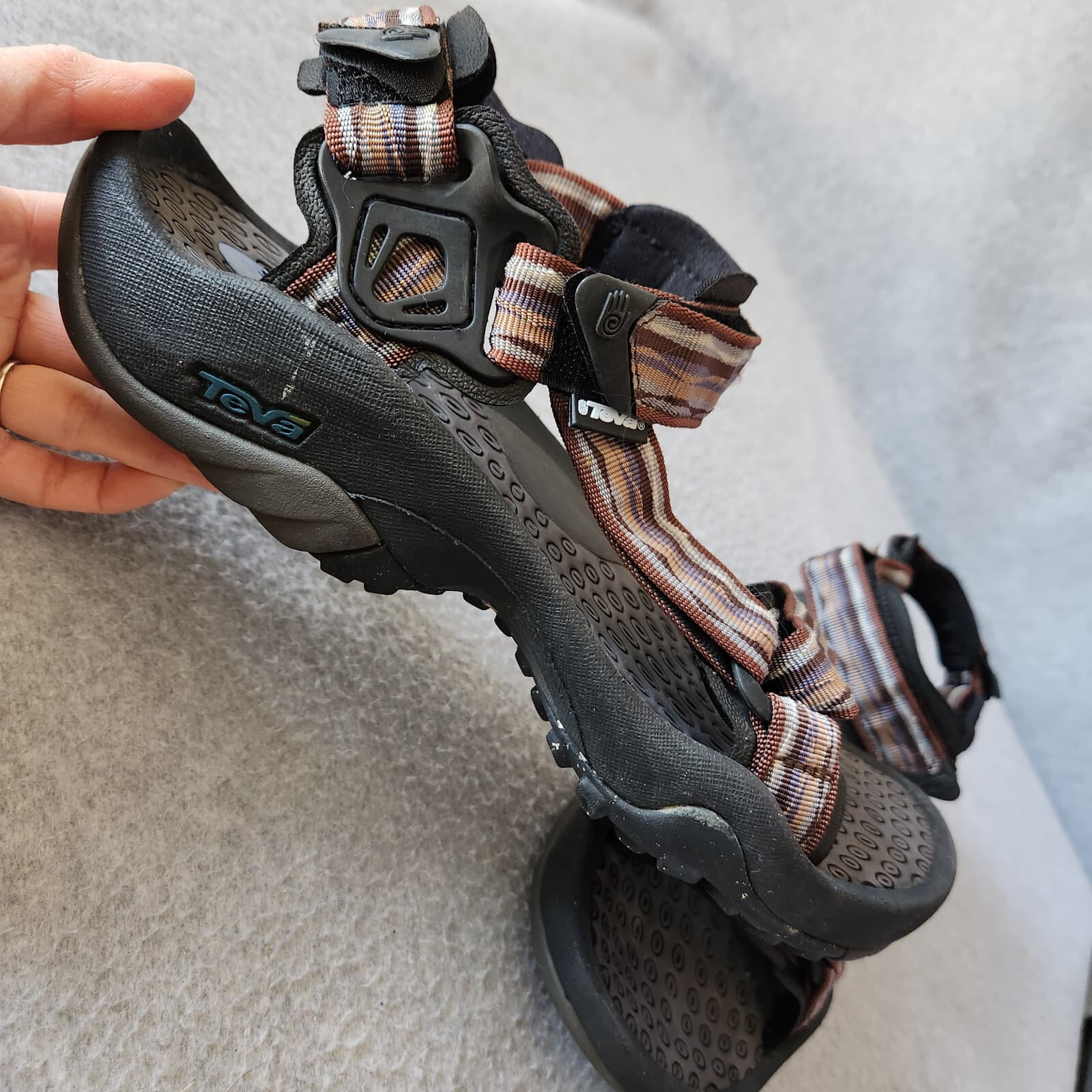 Teva Men Hurrican Geometric Webbing Strap Hiking Outdoor Sport Sandal Brown US11 - Thumbnail 3