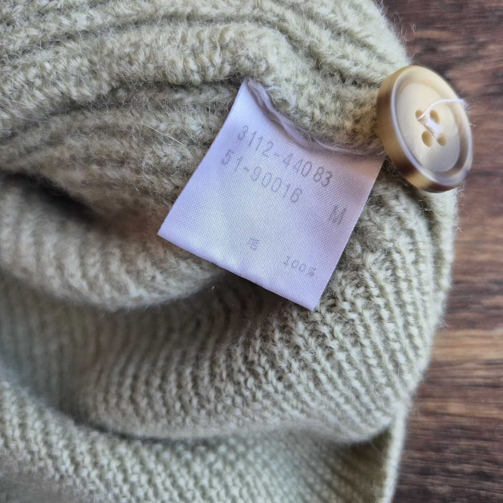 Vintage Lautreamont Japan 100% Wool Cardigan V-Neck Button Pocket Green Womens M - Thumbnail 9
