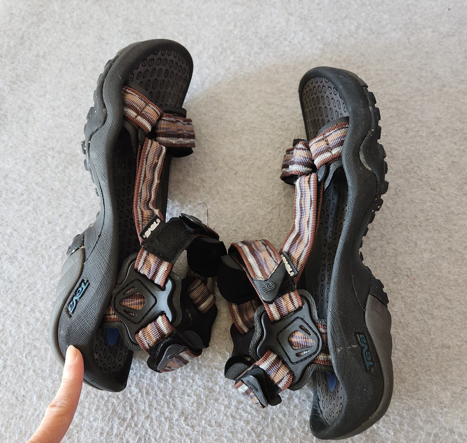 Teva Men Hurrican Geometric Webbing Strap Hiking Outdoor Sport Sandal Brown US11 - Thumbnail 5
