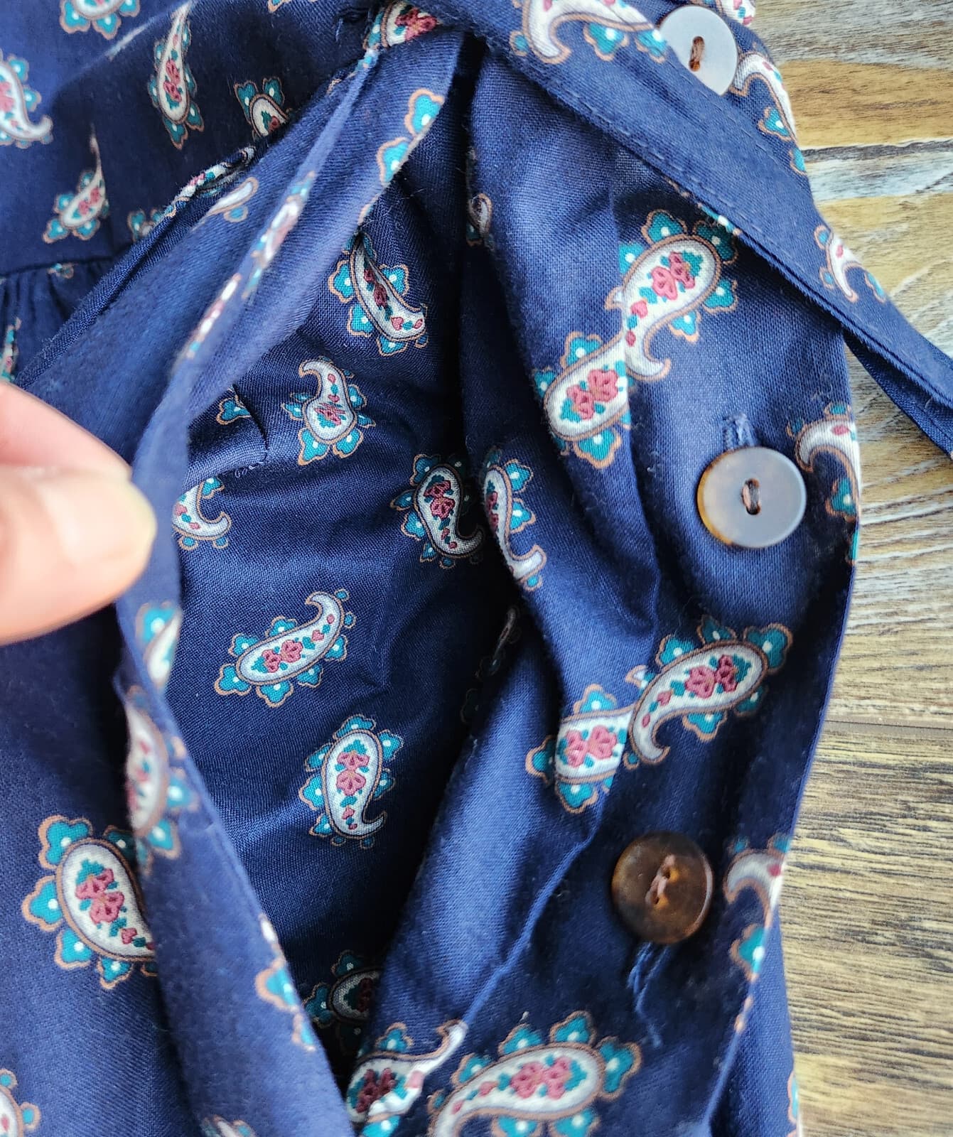 Vintage Vera Bradley Indiana Paisley Cottage Jumper Dress Sleeveless Blue Sz.S - Thumbnail 9