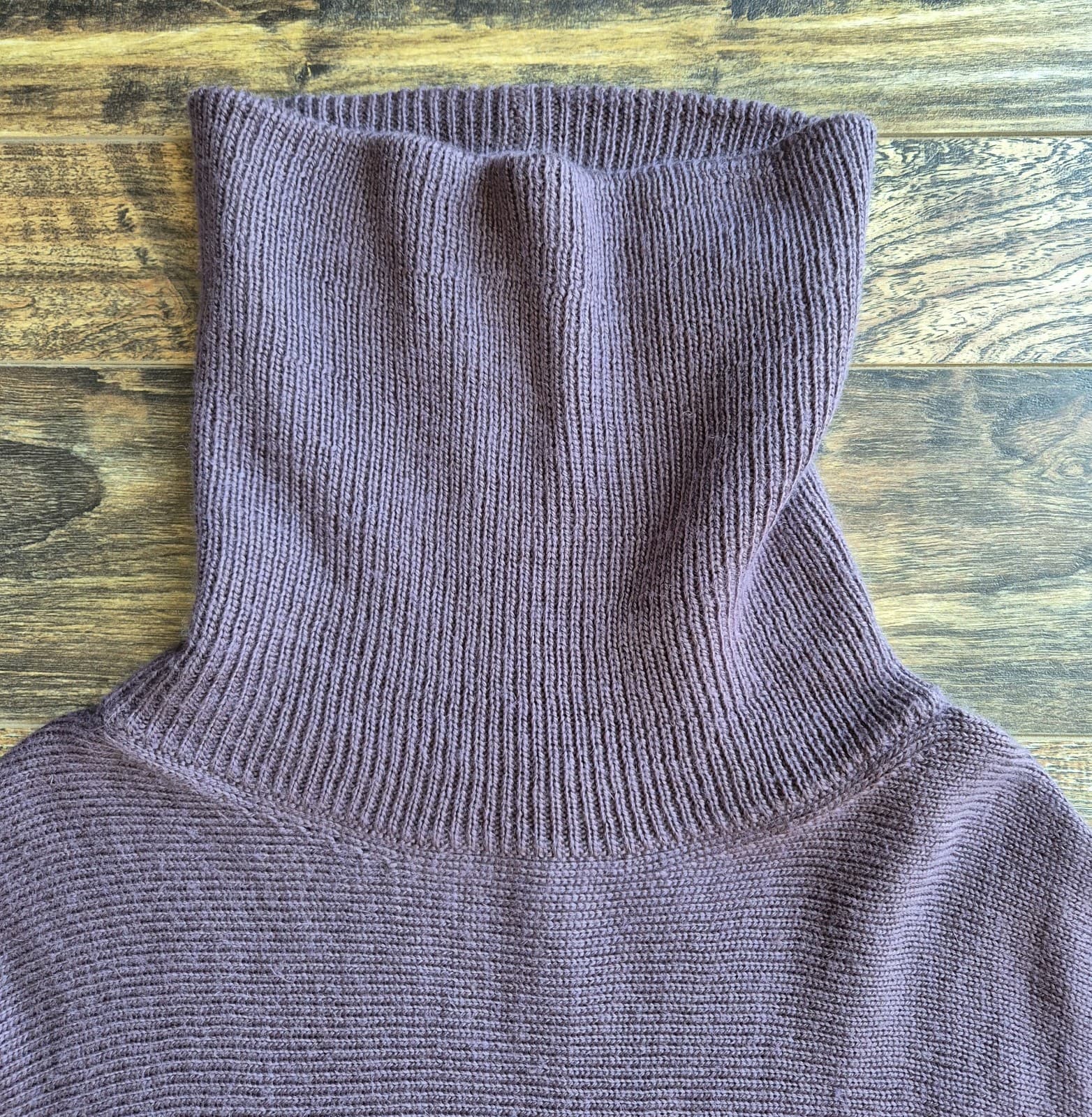 360 Sweater Turtle Neck Dropshoulder Boxy 3/4 Sleeve Wool Blend Purple Women's S - Thumbnail 6