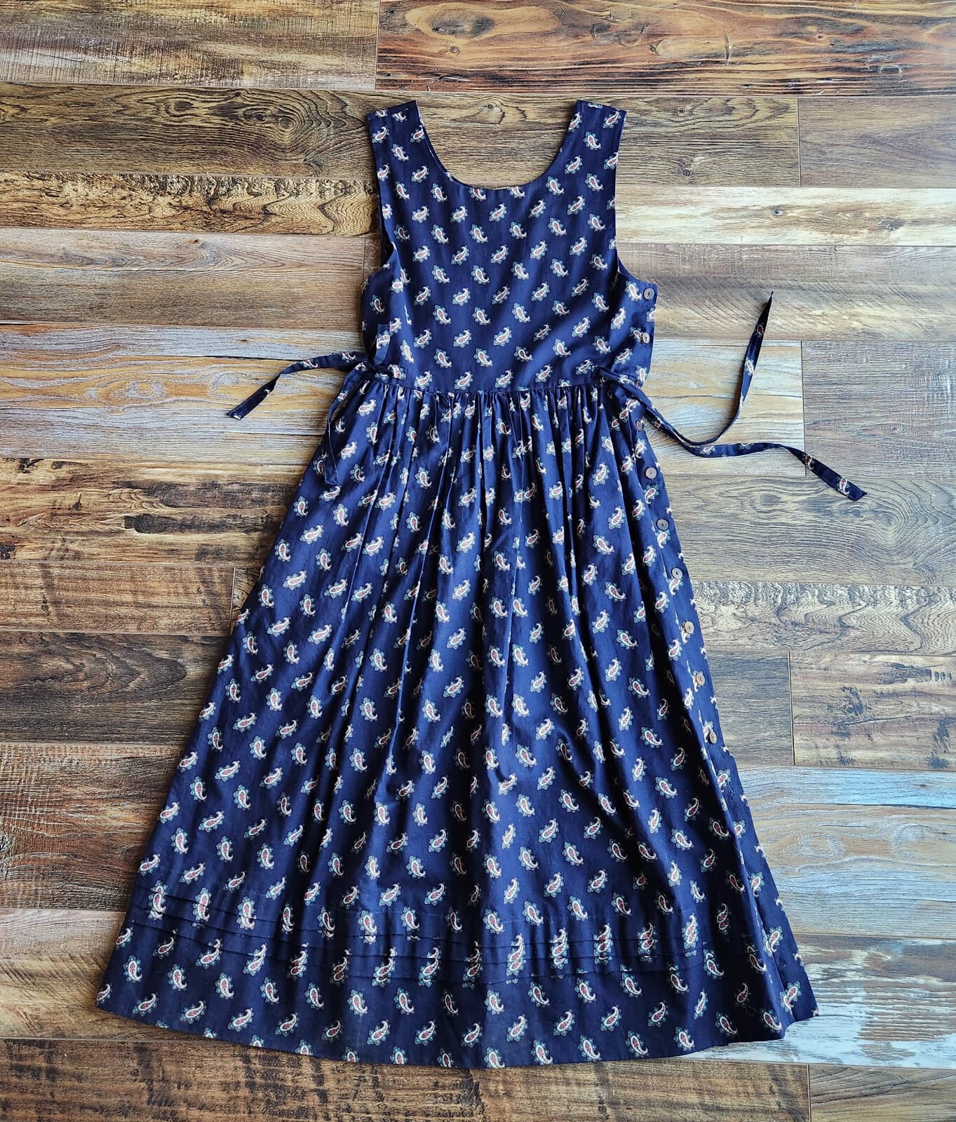 Vintage Vera Bradley Indiana Paisley Cottage Jumper Dress Sleeveless Blue Sz.S - Thumbnail 6
