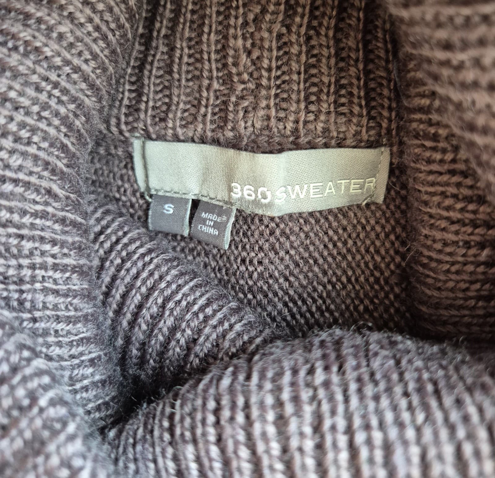 360 Sweater Turtle Neck Dropshoulder Boxy 3/4 Sleeve Wool Blend Purple Women's S - Thumbnail 7