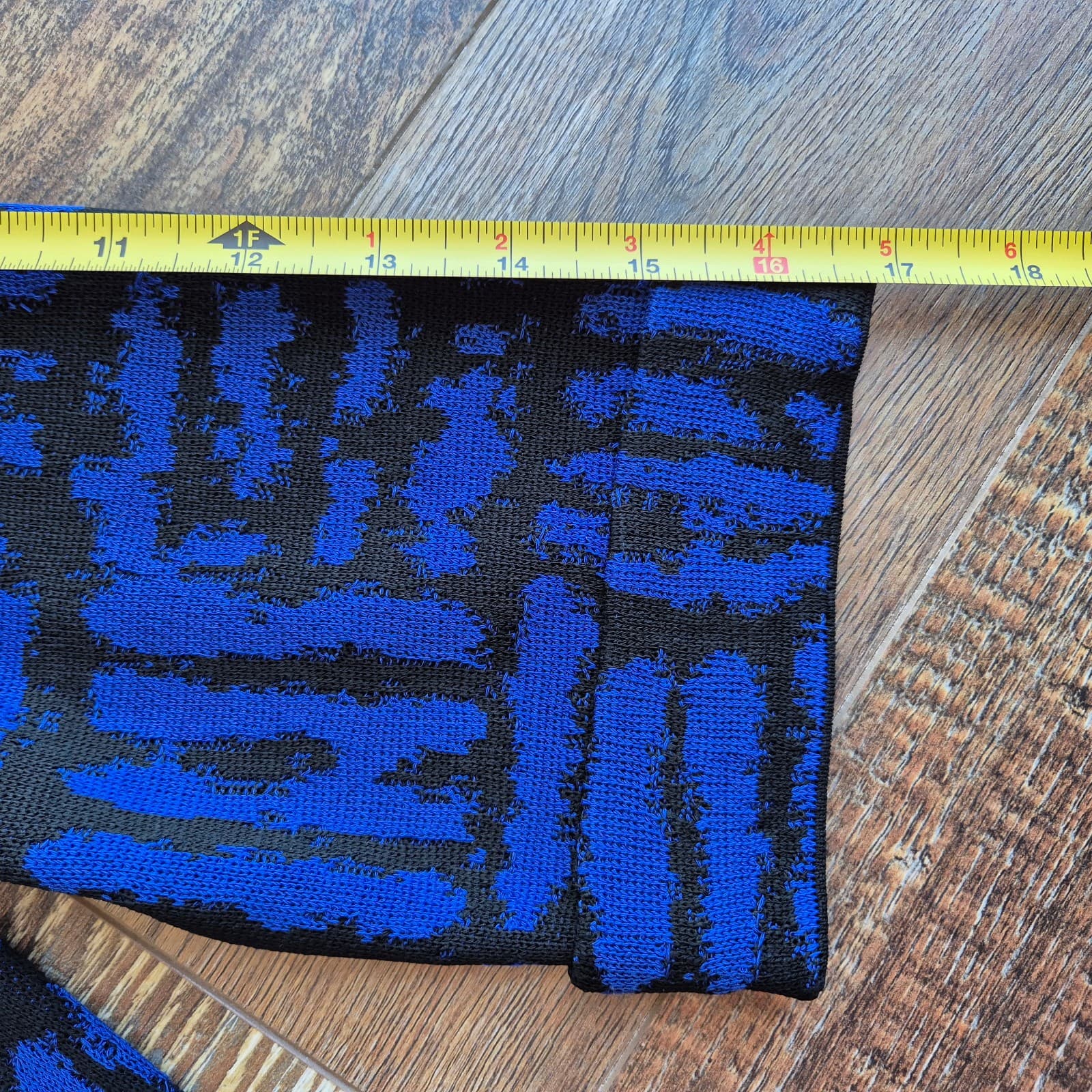 MING WANG Front-Button Cardigan Jacket 3/4 Sleeve Knit Geometric Blue Black Sz.S - Thumbnail 9