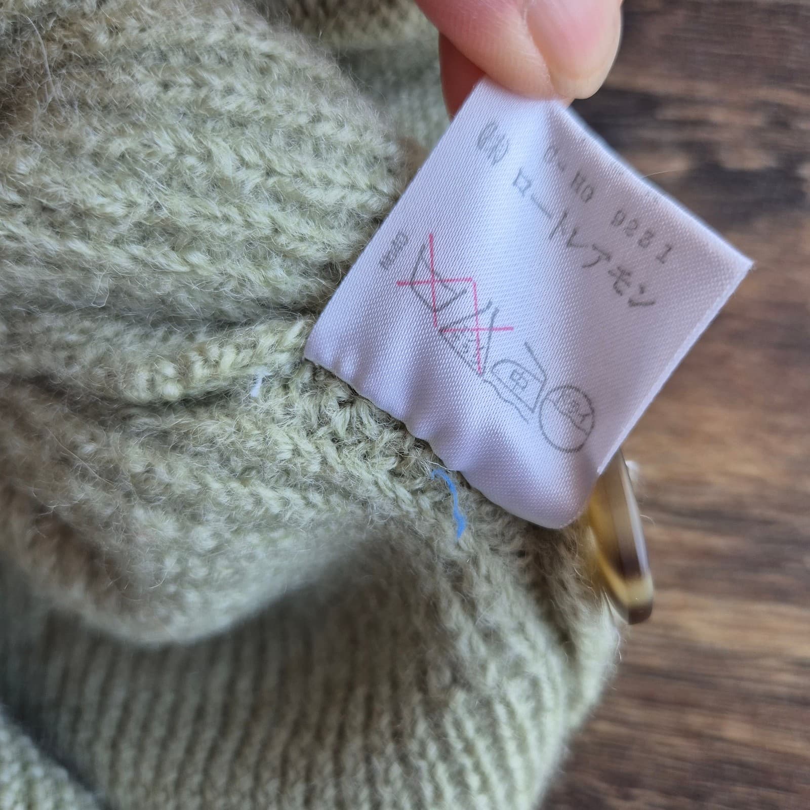 Vintage Lautreamont Japan 100% Wool Cardigan V-Neck Button Pocket Green Womens M - Thumbnail 10