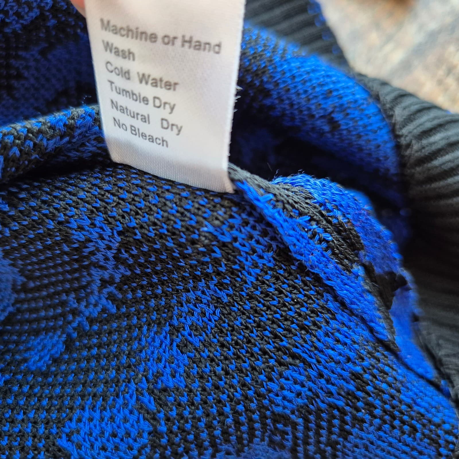 MING WANG Front-Button Cardigan Jacket 3/4 Sleeve Knit Geometric Blue Black Sz.S - Thumbnail 8