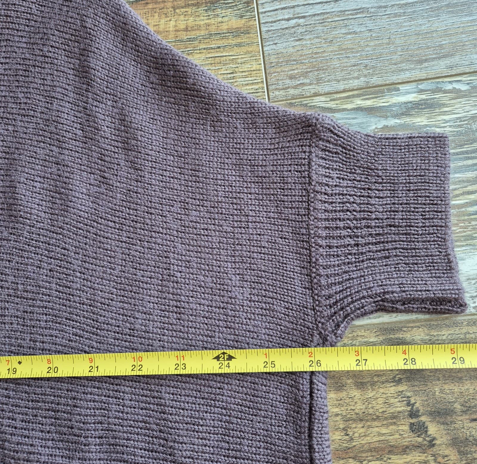 360 Sweater Turtle Neck Dropshoulder Boxy 3/4 Sleeve Wool Blend Purple Women's S - Thumbnail 11