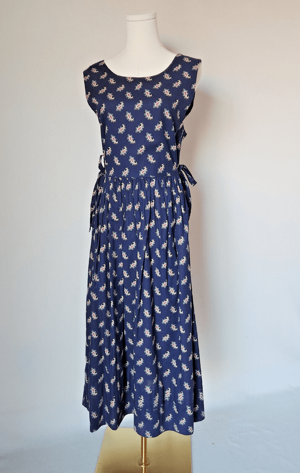 Vintage Vera Bradley Indiana Paisley Cottage Jumper Dress Sleeveless Blue Sz.S