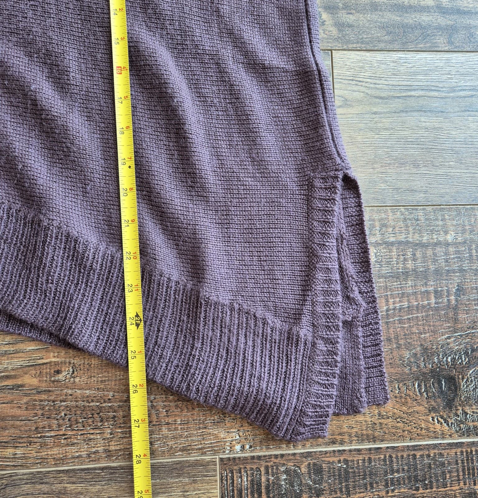 360 Sweater Turtle Neck Dropshoulder Boxy 3/4 Sleeve Wool Blend Purple Women's S - Thumbnail 12