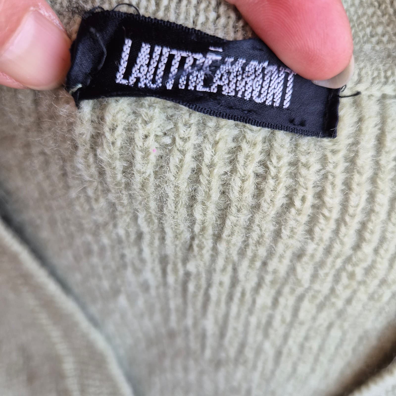 Vintage Lautreamont Japan 100% Wool Cardigan V-Neck Button Pocket Green Womens M - Thumbnail 7