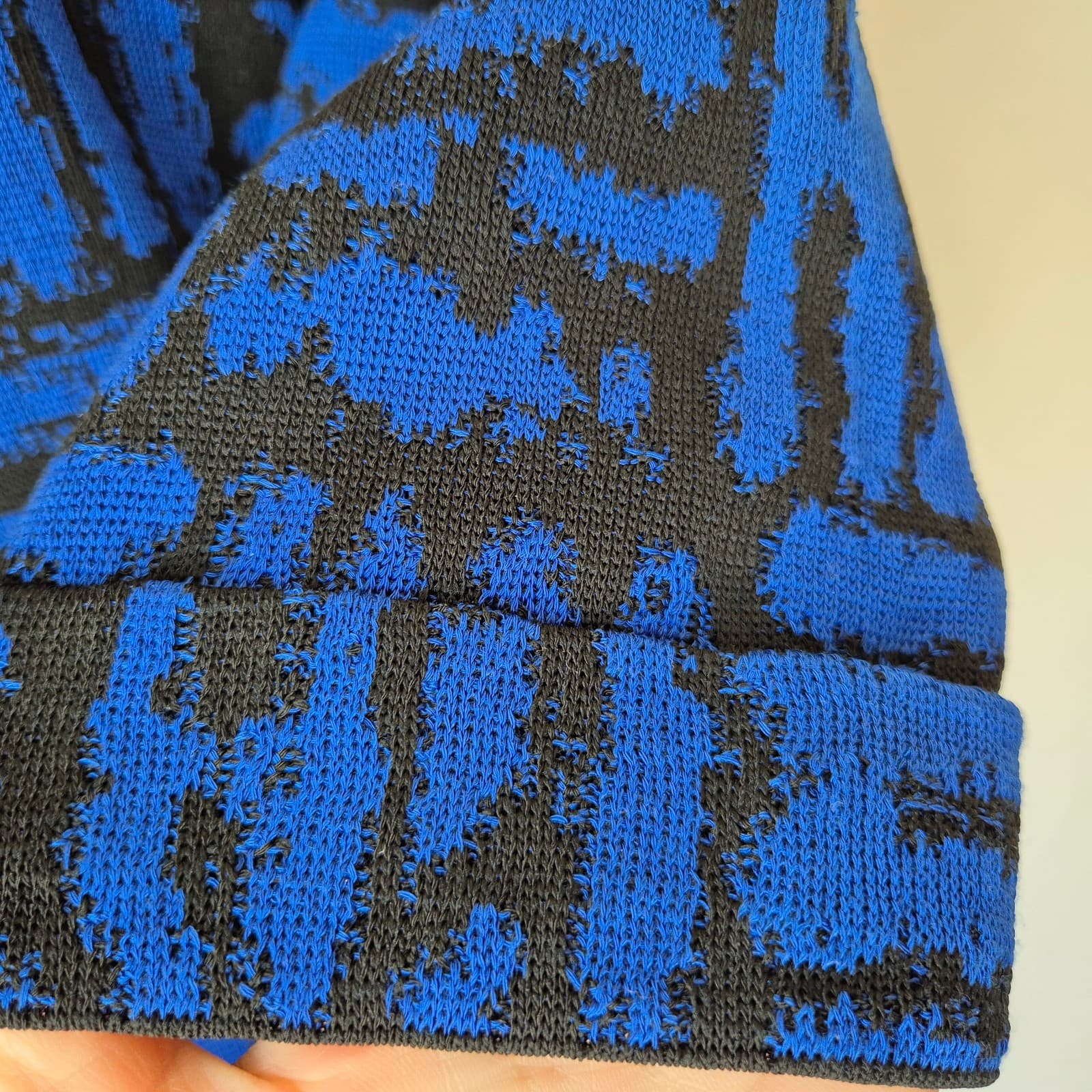 MING WANG Front-Button Cardigan Jacket 3/4 Sleeve Knit Geometric Blue Black Sz.S - Thumbnail 4