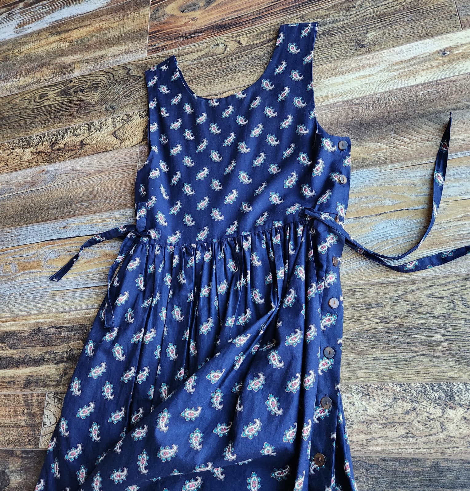 Vintage Vera Bradley Indiana Paisley Cottage Jumper Dress Sleeveless Blue Sz.S - Thumbnail 8