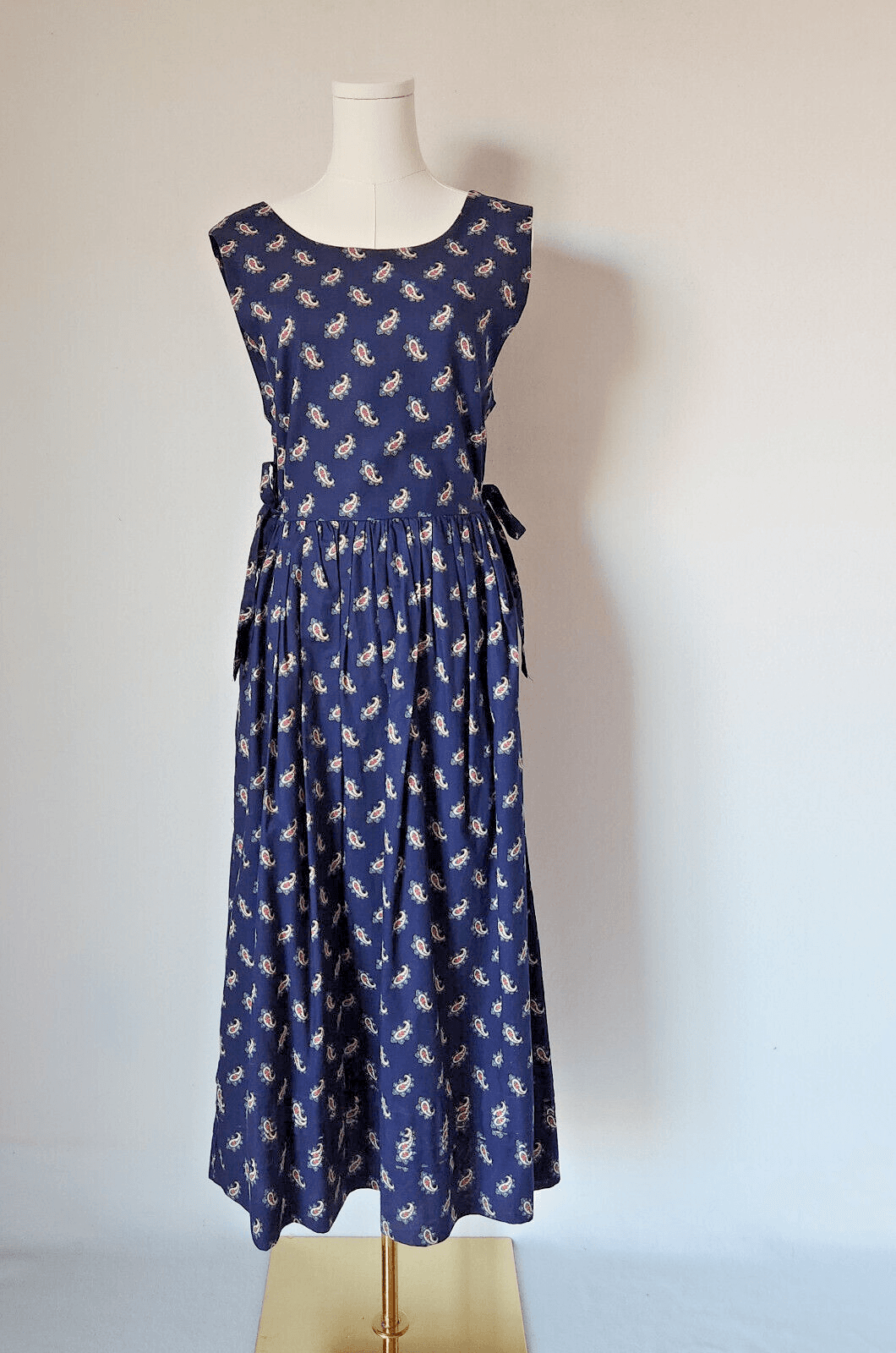 Vintage Vera Bradley Indiana Paisley Cottage Jumper Dress Sleeveless Blue Sz.S - Thumbnail 2
