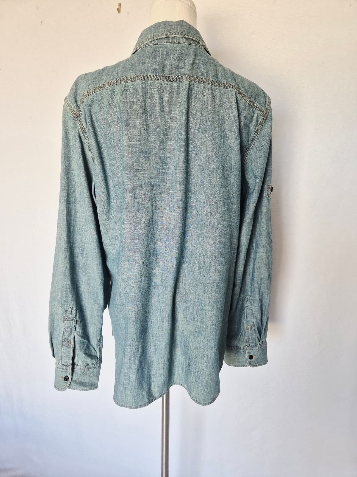 Vintage Lauren Jeans Co LRL Cotton Chambray Shirt Button Long Tap Sleeve Women L - Thumbnail 5