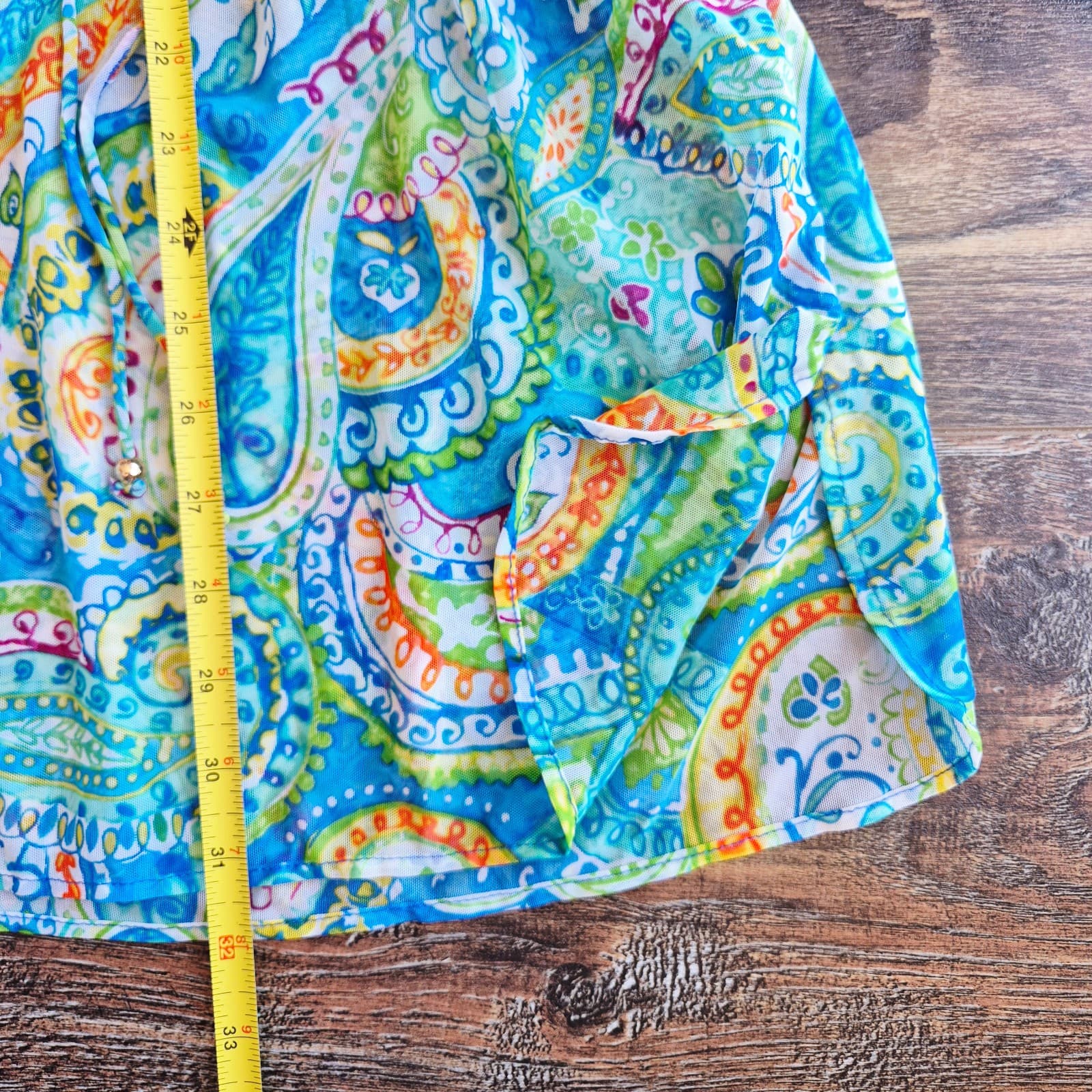 Lauren Ralph Lauren Carnival Mesh Paisley Poolside Tunic Cover-Up Dress Blue XS - Thumbnail 12