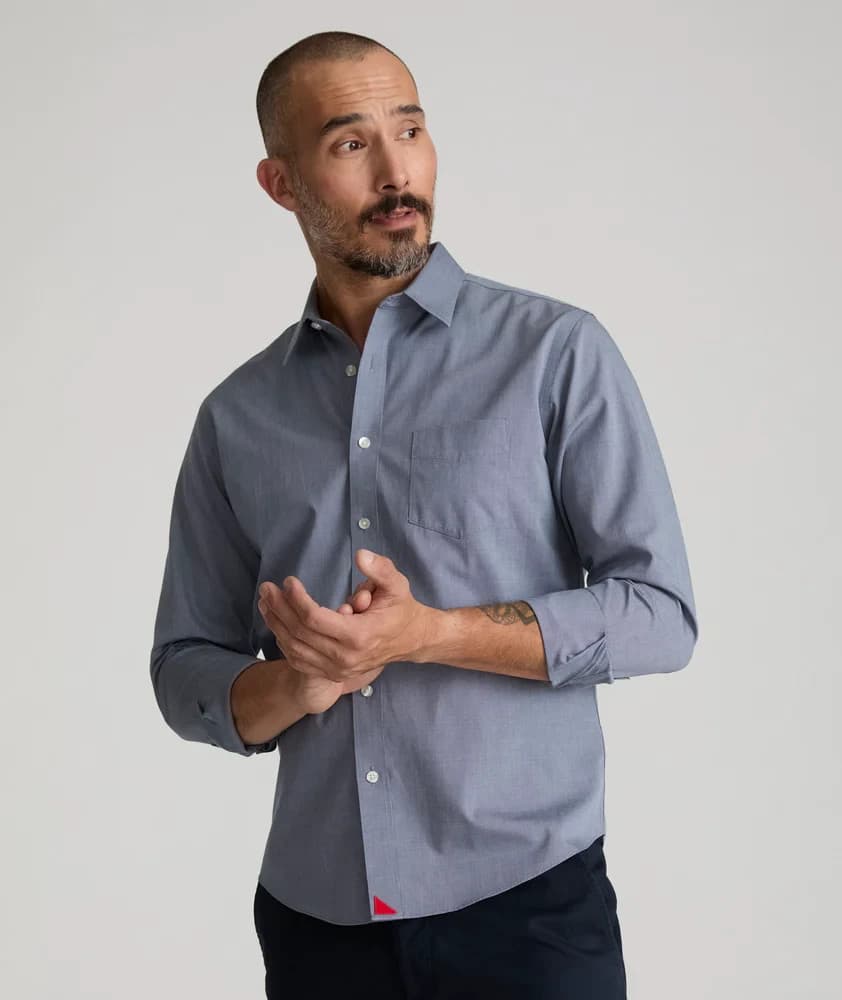 NWoT Untuckit $109 Pio Cesare Wrinkle-Free Shirt Slim-Fit Button-Up Blue Men's L - Thumbnail 4
