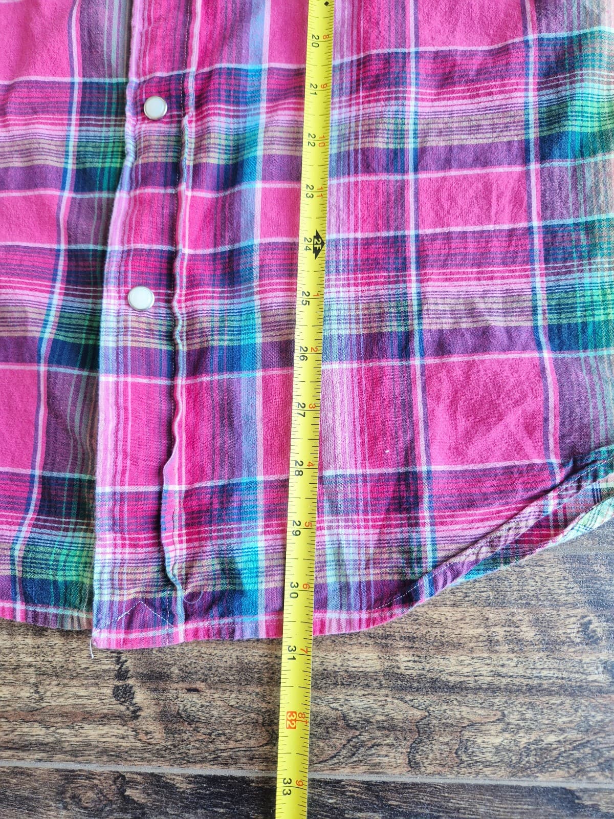 Polo Ralph Lauren Indian Madras Pearl Snap Western Shirt Long Sleeve Pink Mens M - Thumbnail 12