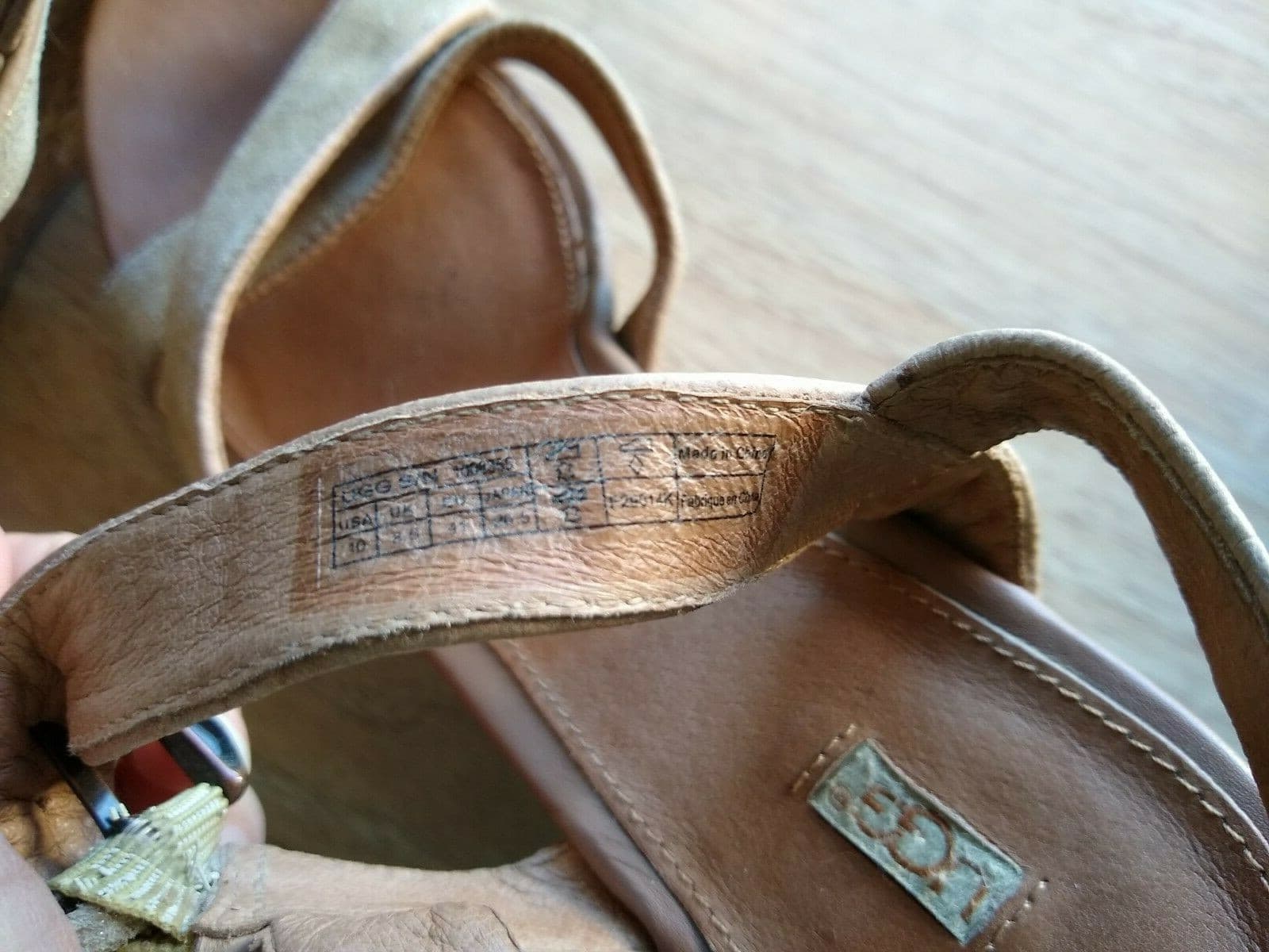 UGG Suede Leather Cork Wedge Sandals Buckle Strappy High Heel Tan Sz.10 - Thumbnail 12