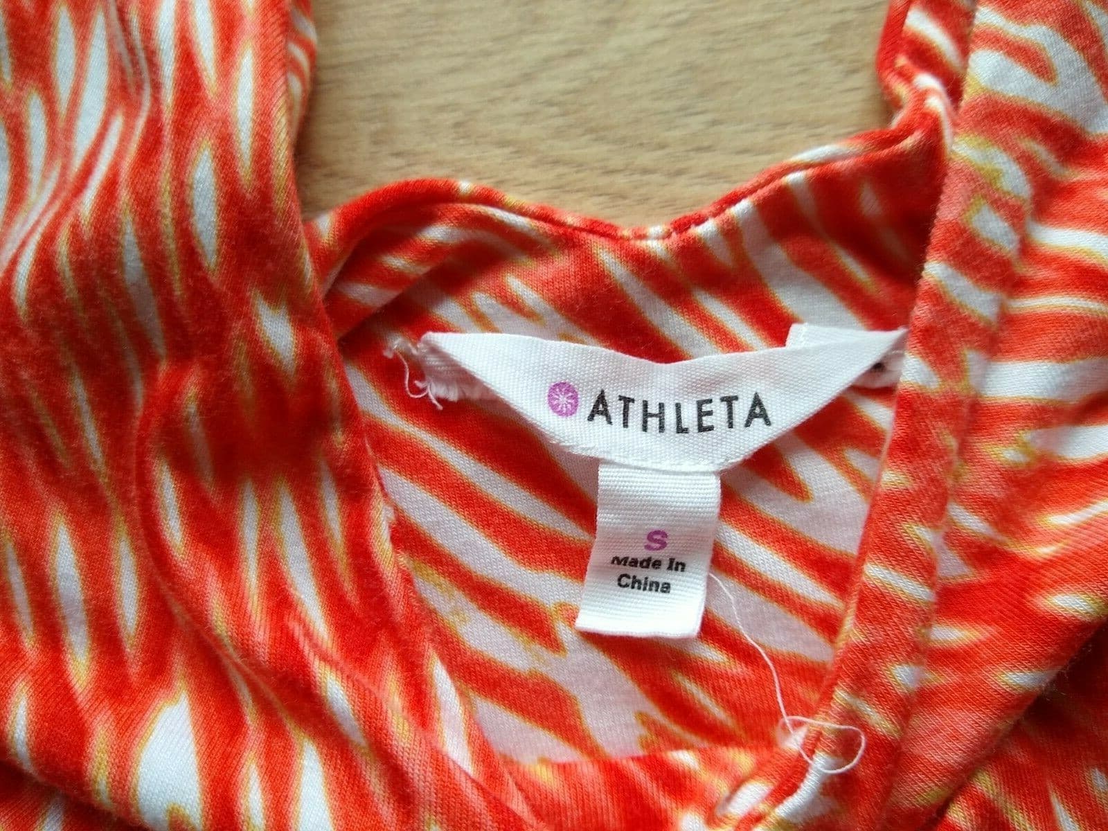 Athleta Reef Printed Knit Sheath Yoga Dress Sleeveless Orange White Women Sz.S - Thumbnail 8