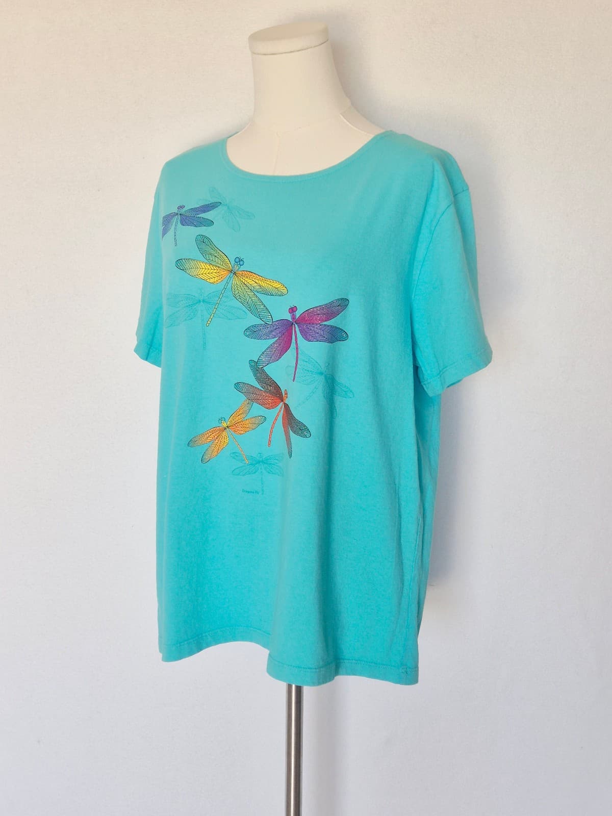 Sabaku Artwear Made in USA Dragons Fly T-Shirt Short Sleeve Blue Cotton Womens M - Thumbnail 2