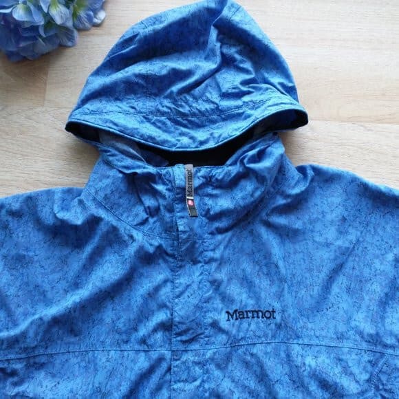 Marmot Windbreaker Lightweight Hoodie Jacket Full-Zip Pocket Nylon Blue Women L - Thumbnail 3