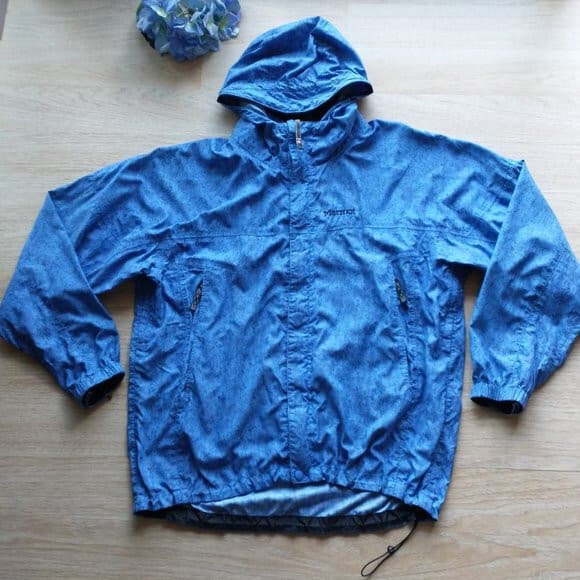 Marmot Windbreaker Lightweight Hoodie Jacket Full-Zip Pocket Nylon Blue Women L - Thumbnail 2