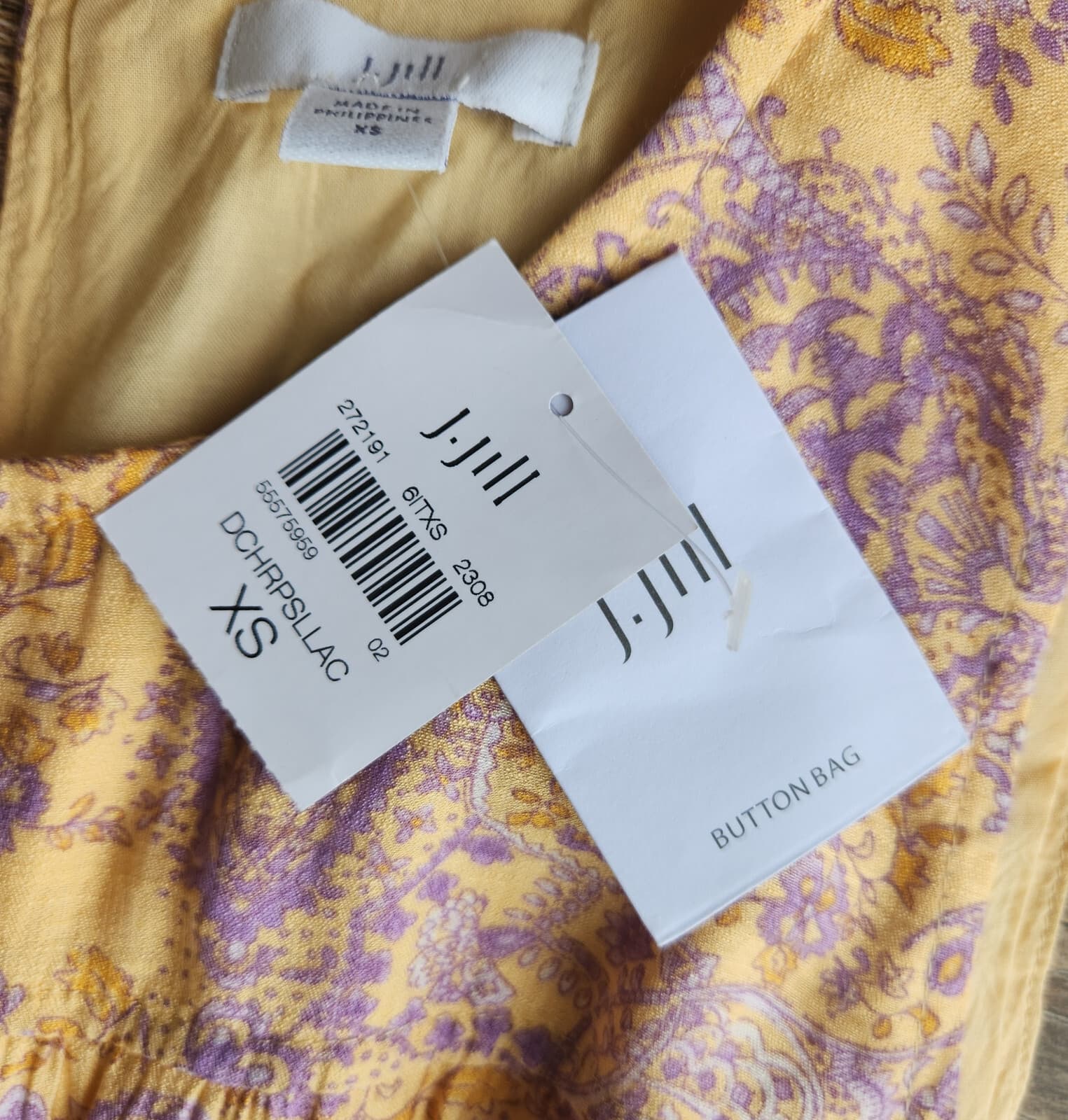 NWT J.Jill Floral Paisley Pleated-Tiers Maxi Dress Sleeveless Yellow Rayon Sz.XS - Thumbnail 10