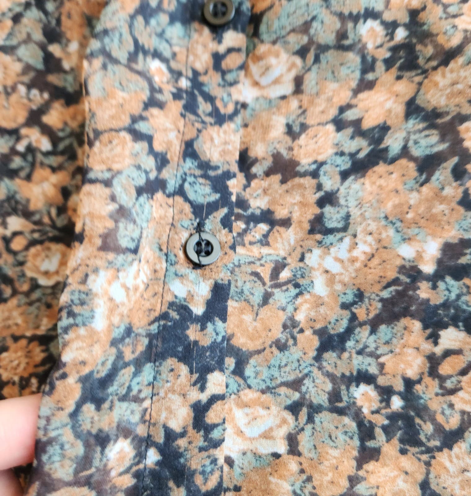 Free People Floral Sheer Chiffon Button-Up Shirt Long Sleeve Pocket Women's XS - Thumbnail 11