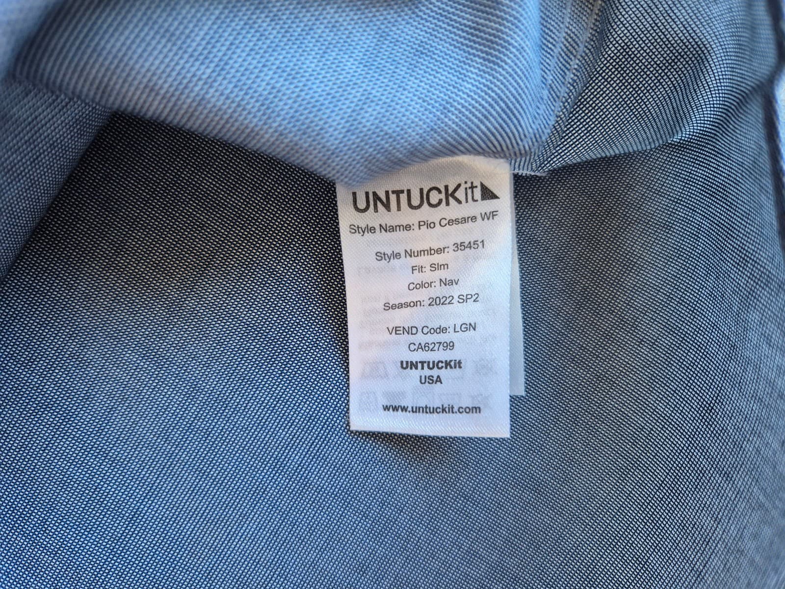 NWoT Untuckit $109 Pio Cesare Wrinkle-Free Shirt Slim-Fit Button-Up Blue Men's L - Thumbnail 11