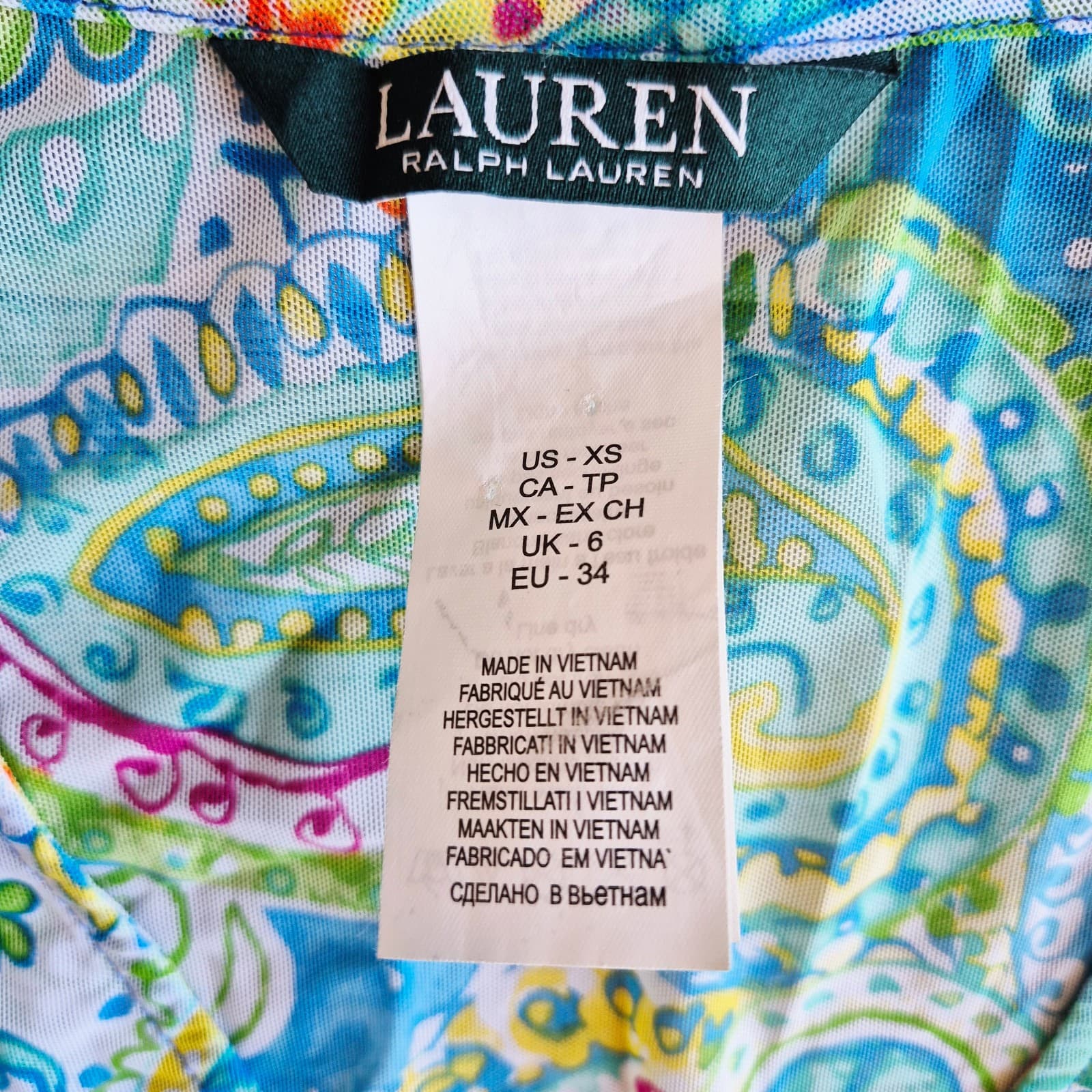 Lauren Ralph Lauren Carnival Mesh Paisley Poolside Tunic Cover-Up Dress Blue XS - Thumbnail 9