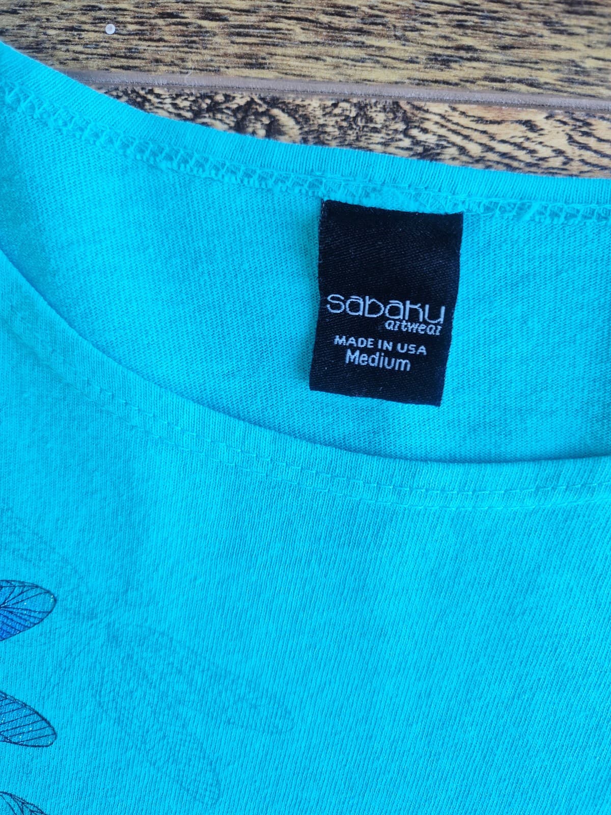 Sabaku Artwear Made in USA Dragons Fly T-Shirt Short Sleeve Blue Cotton Womens M - Thumbnail 6
