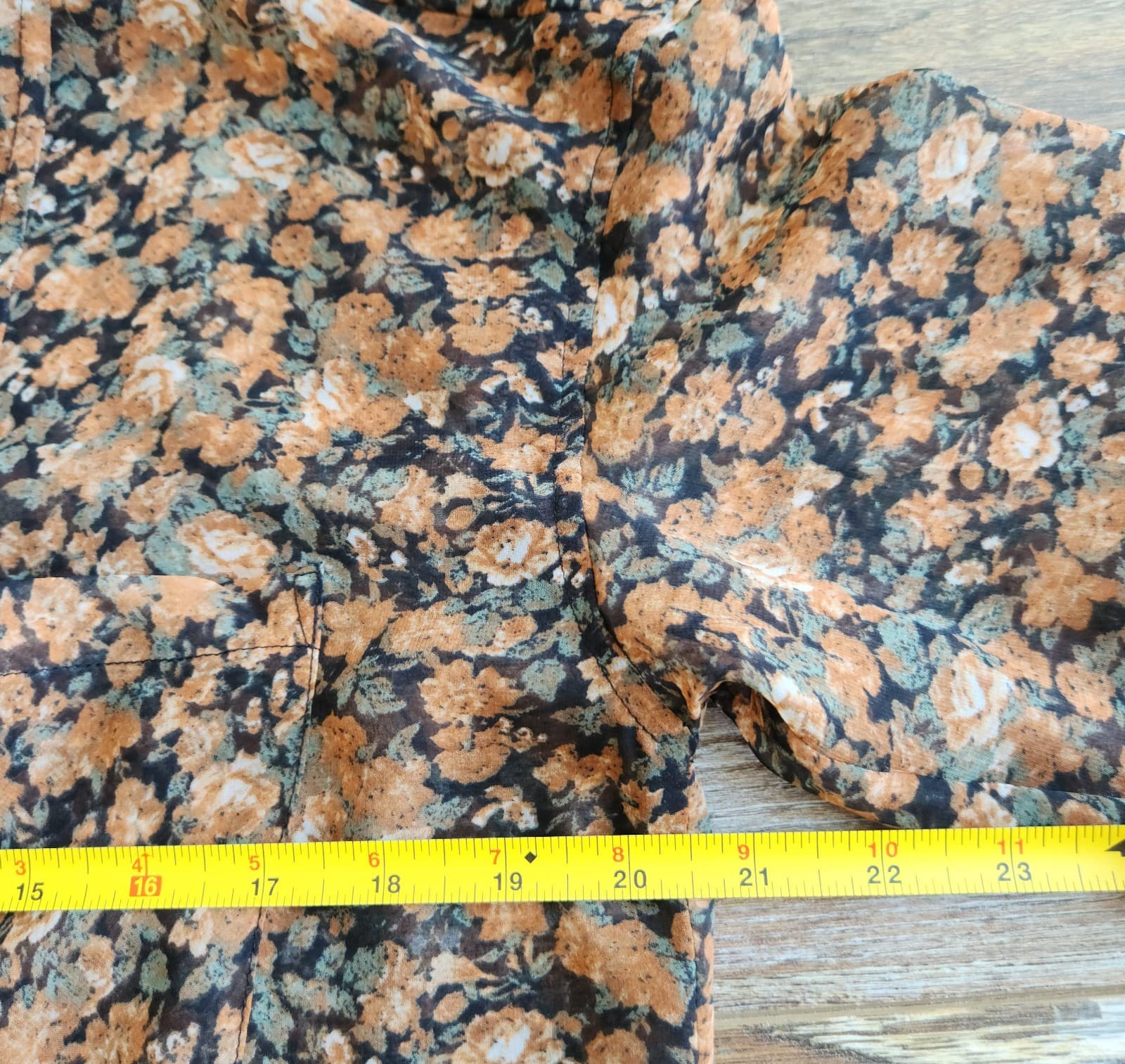 Free People Floral Sheer Chiffon Button-Up Shirt Long Sleeve Pocket Women's XS - Thumbnail 9