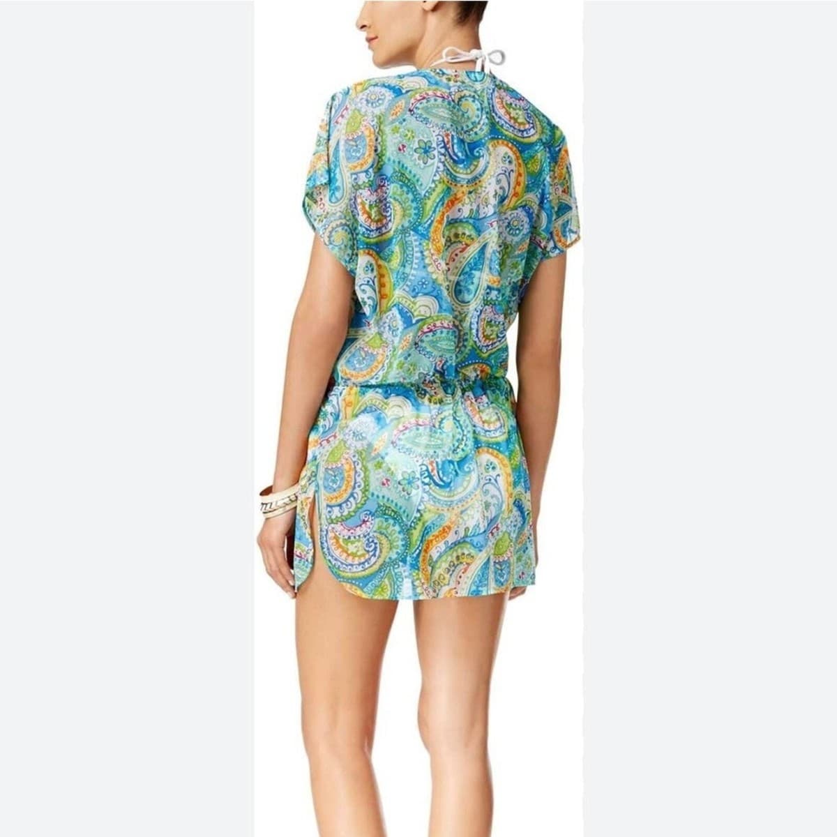 Lauren Ralph Lauren Carnival Mesh Paisley Poolside Tunic Cover-Up Dress Blue XS - Thumbnail 5