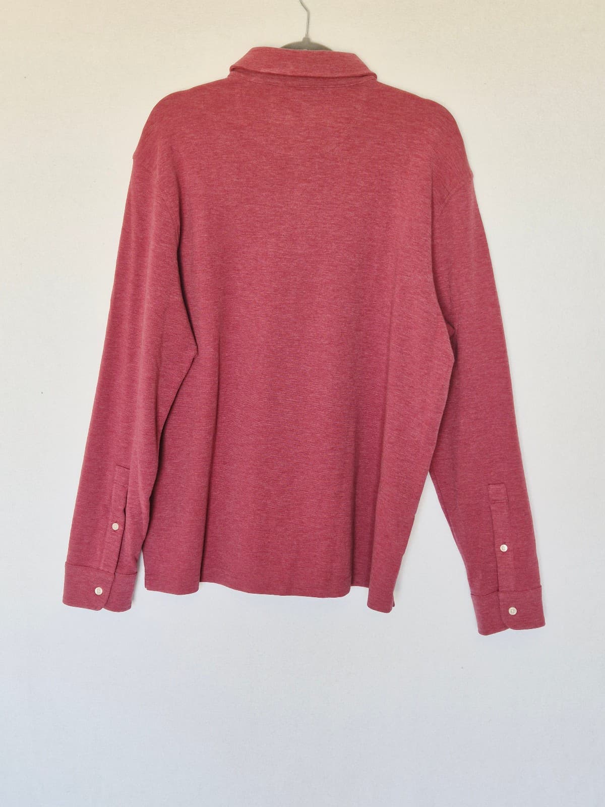 NEW Untuckit Argill Long Sleeve Polo Shirt Heavyweight Cotton Blend Berry Mens L - Thumbnail 5
